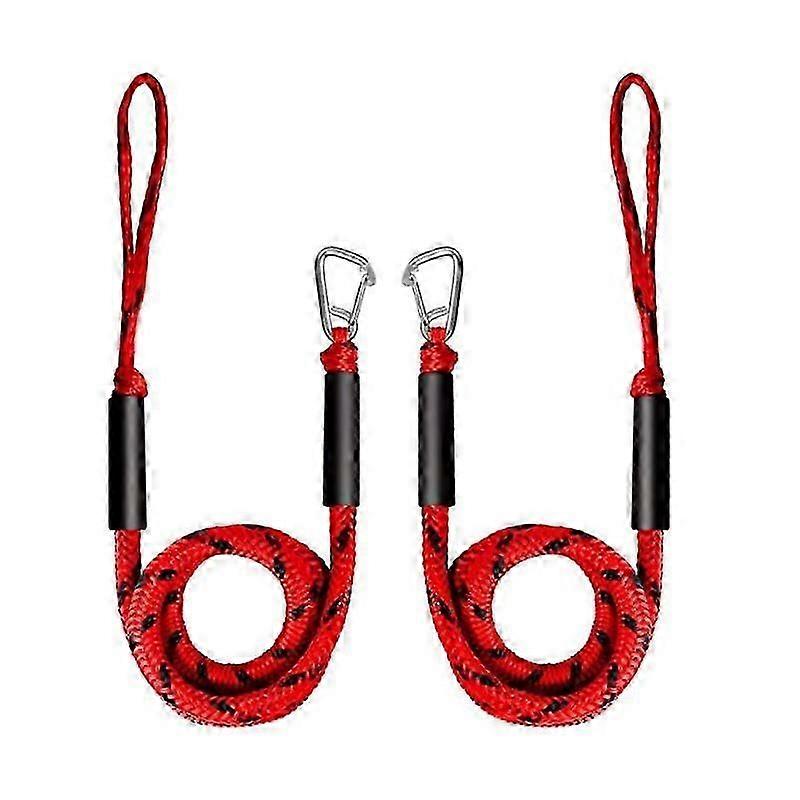 Bungee Dock Lines for Boats, Pack of 2 (Red)