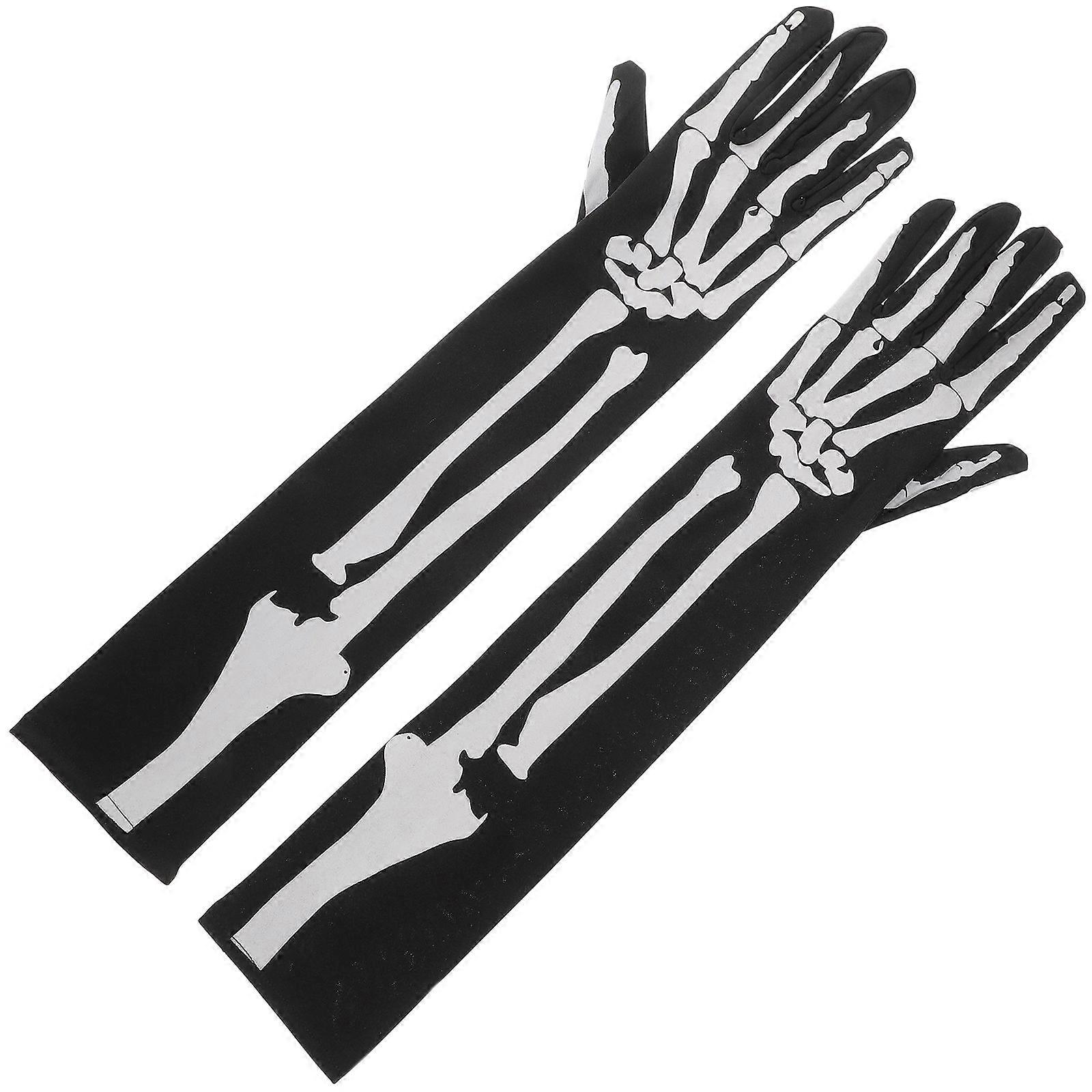 Long Arm Gloves Skeleton Gloves for Halloween Use 1Pair Multi Color