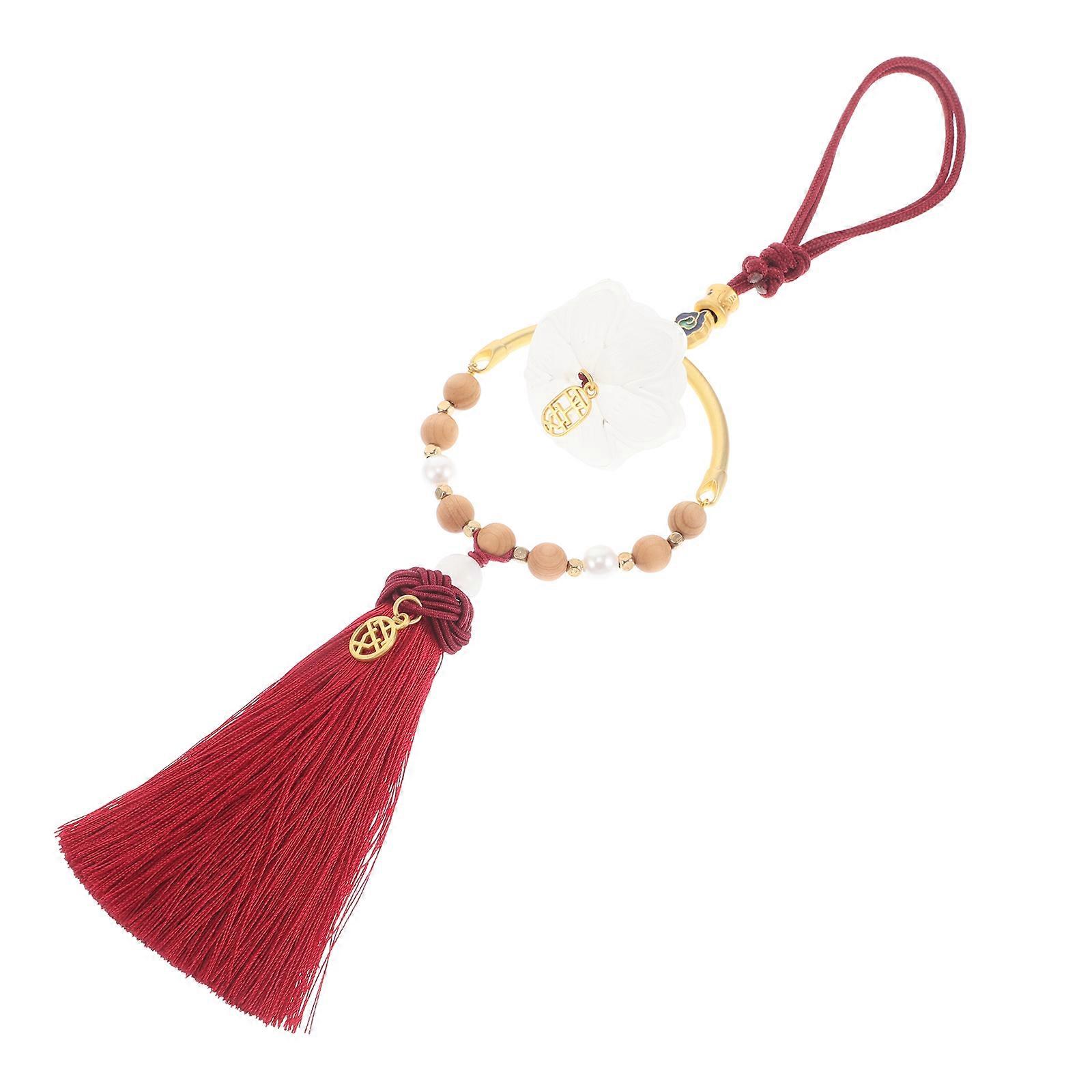 Lotus Flower Pendant Hanging Decoration for Car 5Pcs with Red Tassel Charm