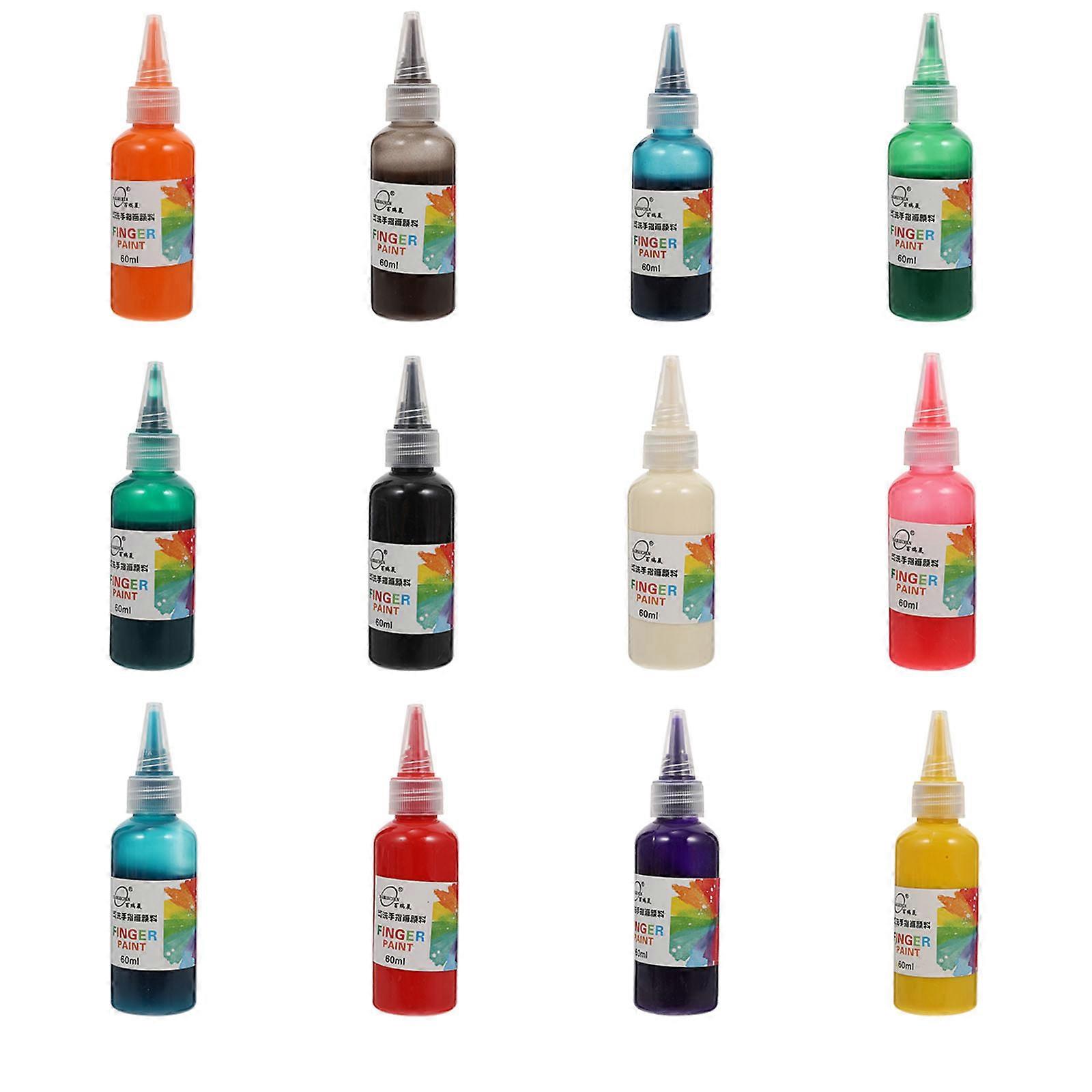 Washable Gouache Finger Paint Safe Paint Bottled Pigment 12Pcs Kit