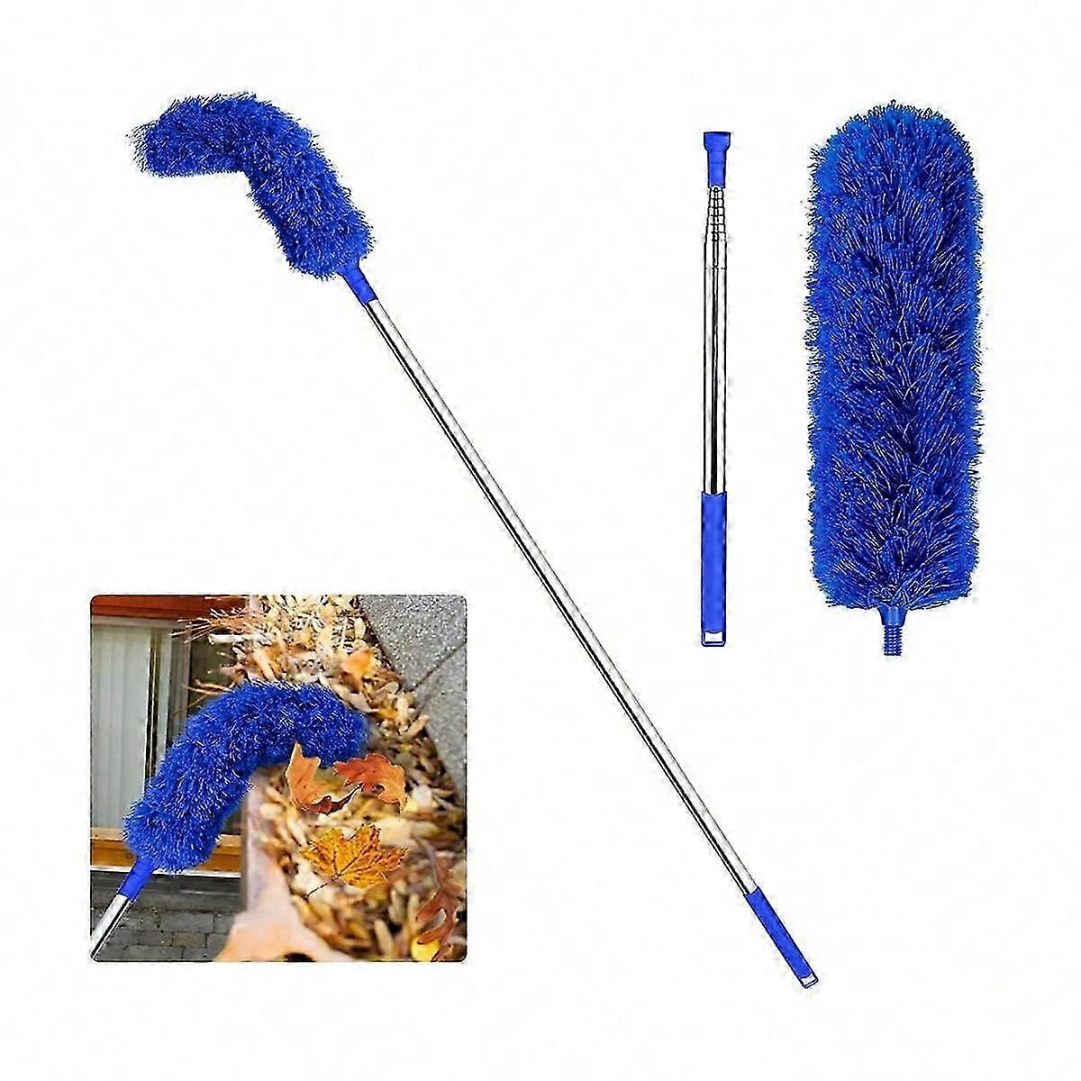 Gutter Cleaning Brush Roofing Tool with Telescopic Extendable Pole 8.2Ft Guard Cleaner Tool Easy Remove Leave, blue