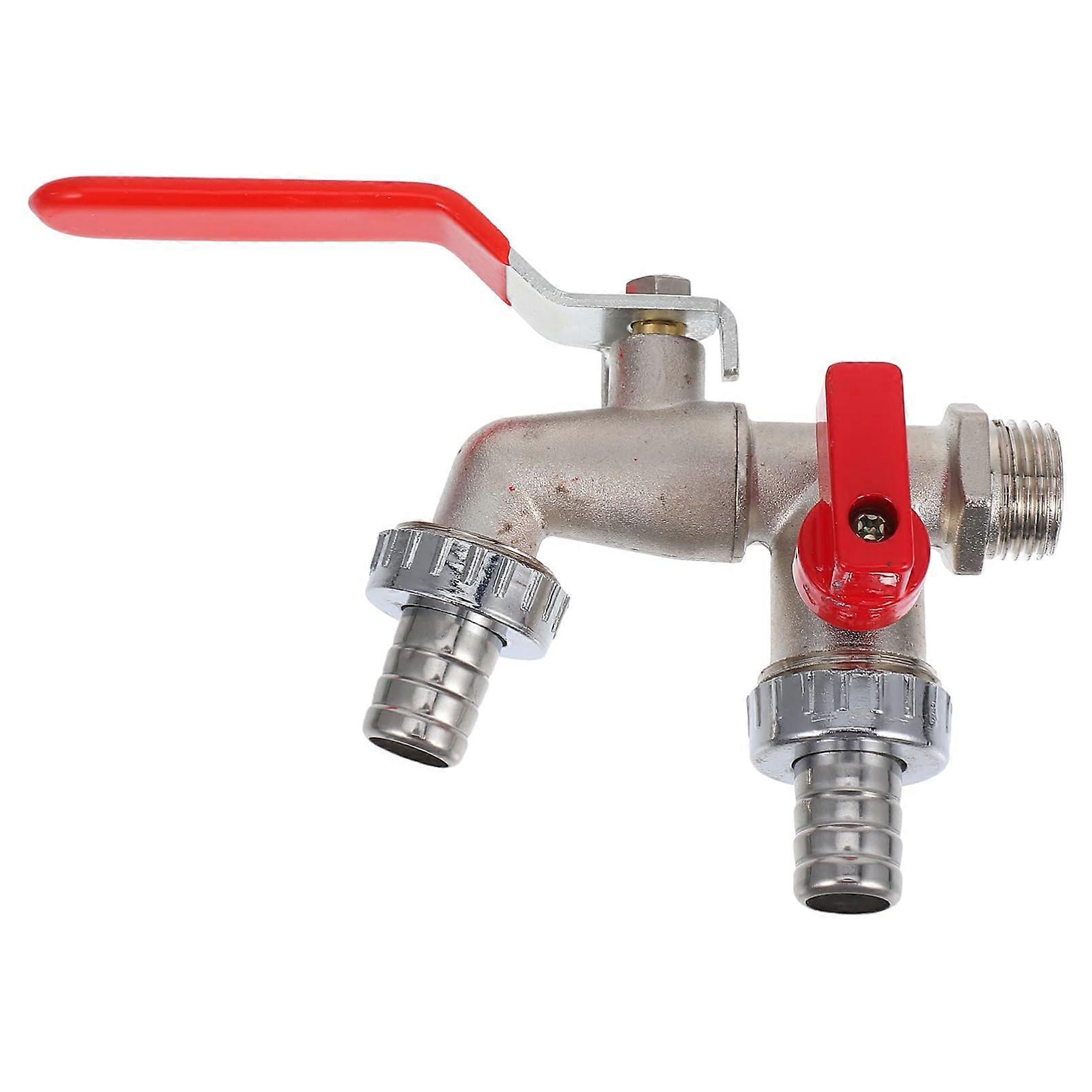1/2 Inch Double Outlet Faucet Splitter, Garden/Washing Machine, Dual Control Water Tap, Two Nozzles, Hose Adapter
