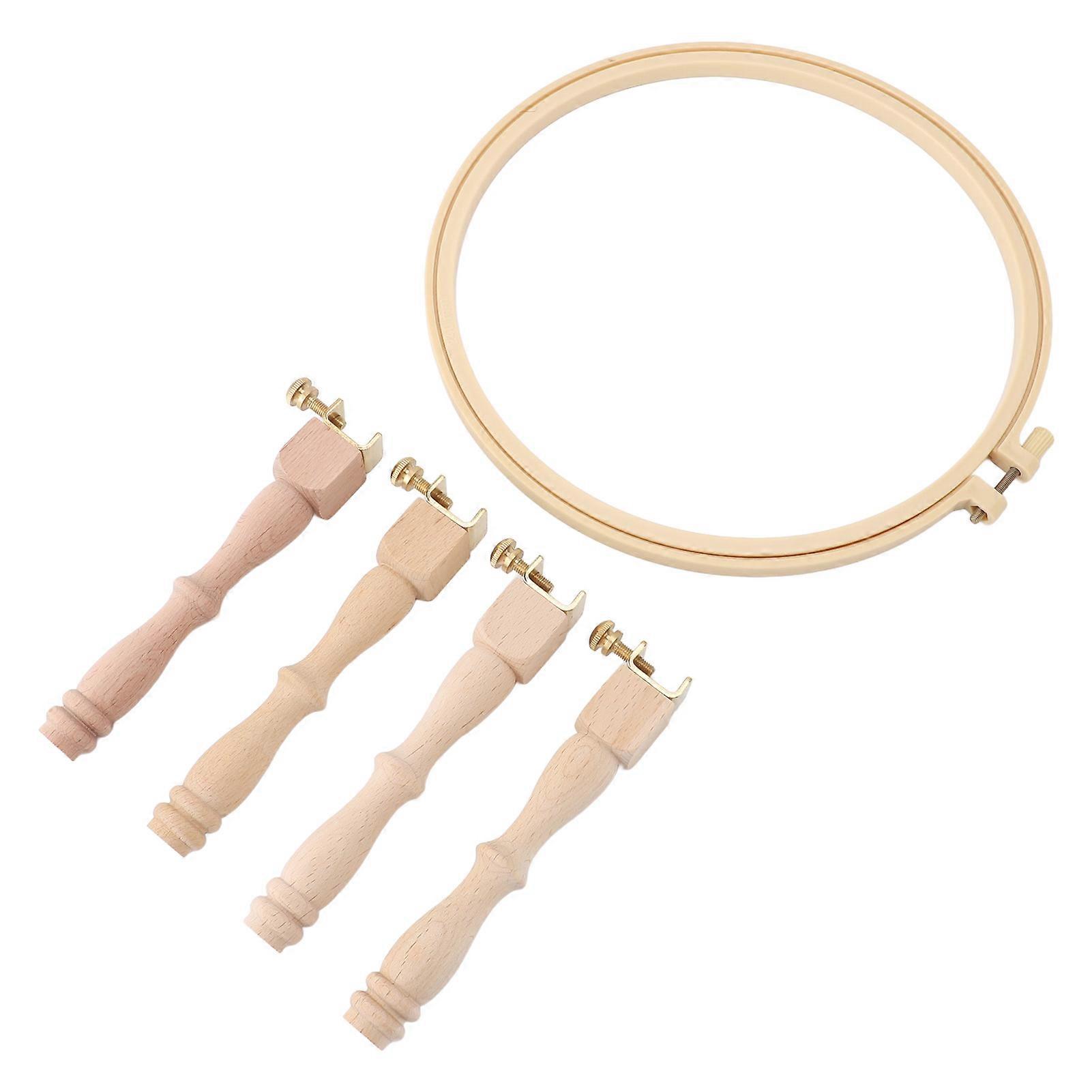 Support de broderie de bureau avec 4 pieds réglables en hauteur, cadre en bois, support pour cerceau de point de croix pour usage domestique