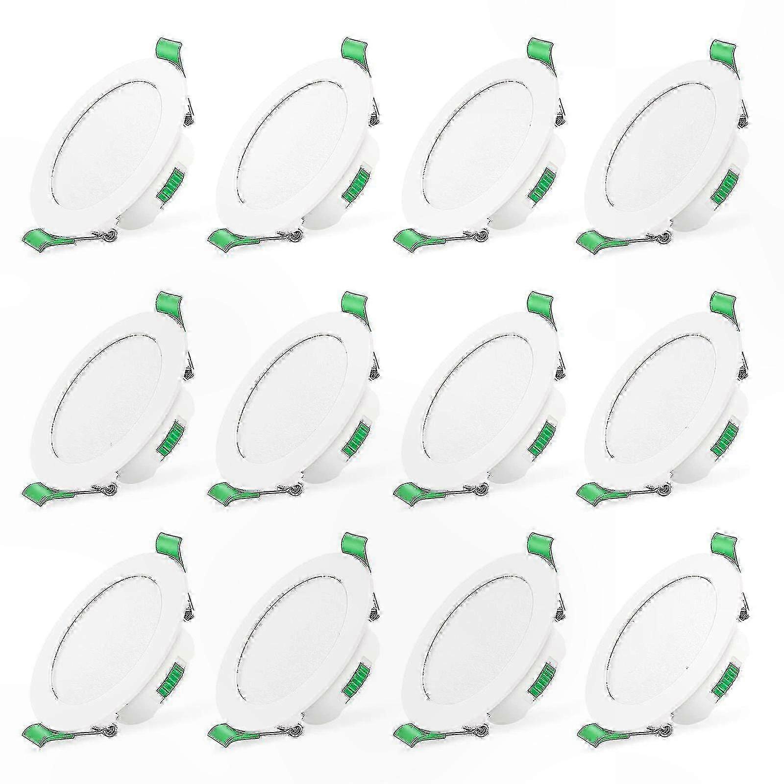 12-Pack Slim Recessed LED Downlights, 7W White Ceiling Spot Lights
