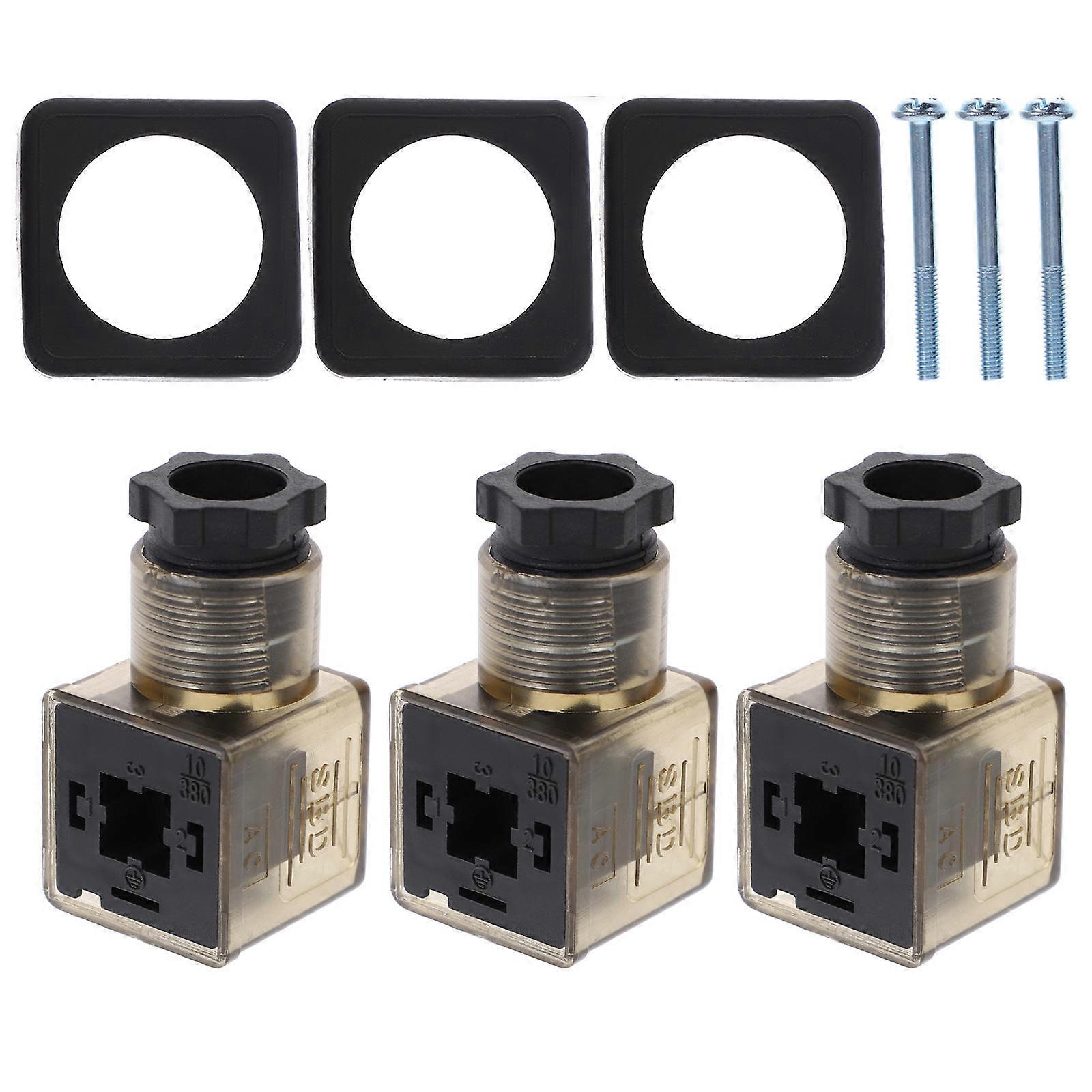 Solenoid Valves Connector with Indicator 3 Prong Connector 30Pcs