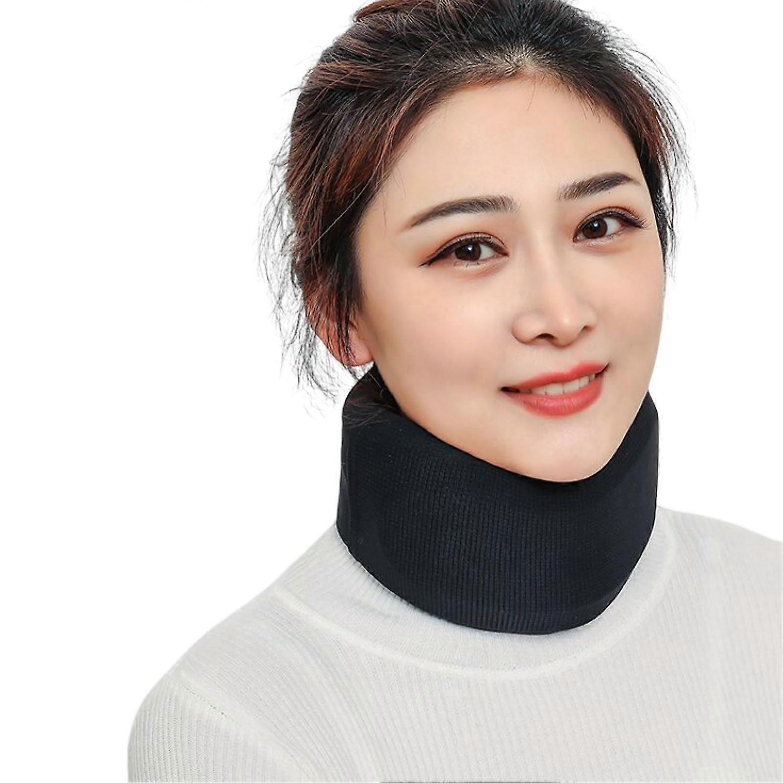 Neck Brace Soft Breathable Cervical Collar For Posture Correction Pain Relief Anti Snoring Support Black Size L