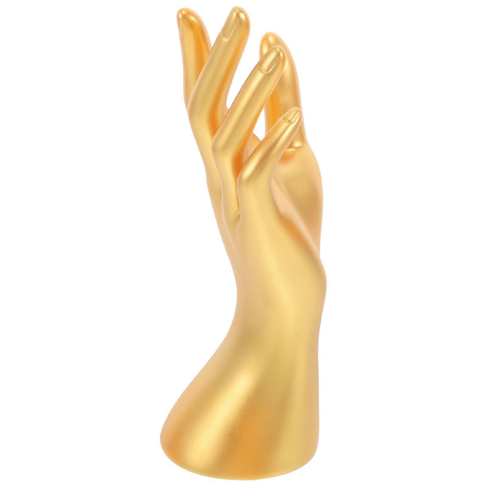 Golden Plastic Hand Model for Jewelry Display with 4Pcs Mannequin Stand