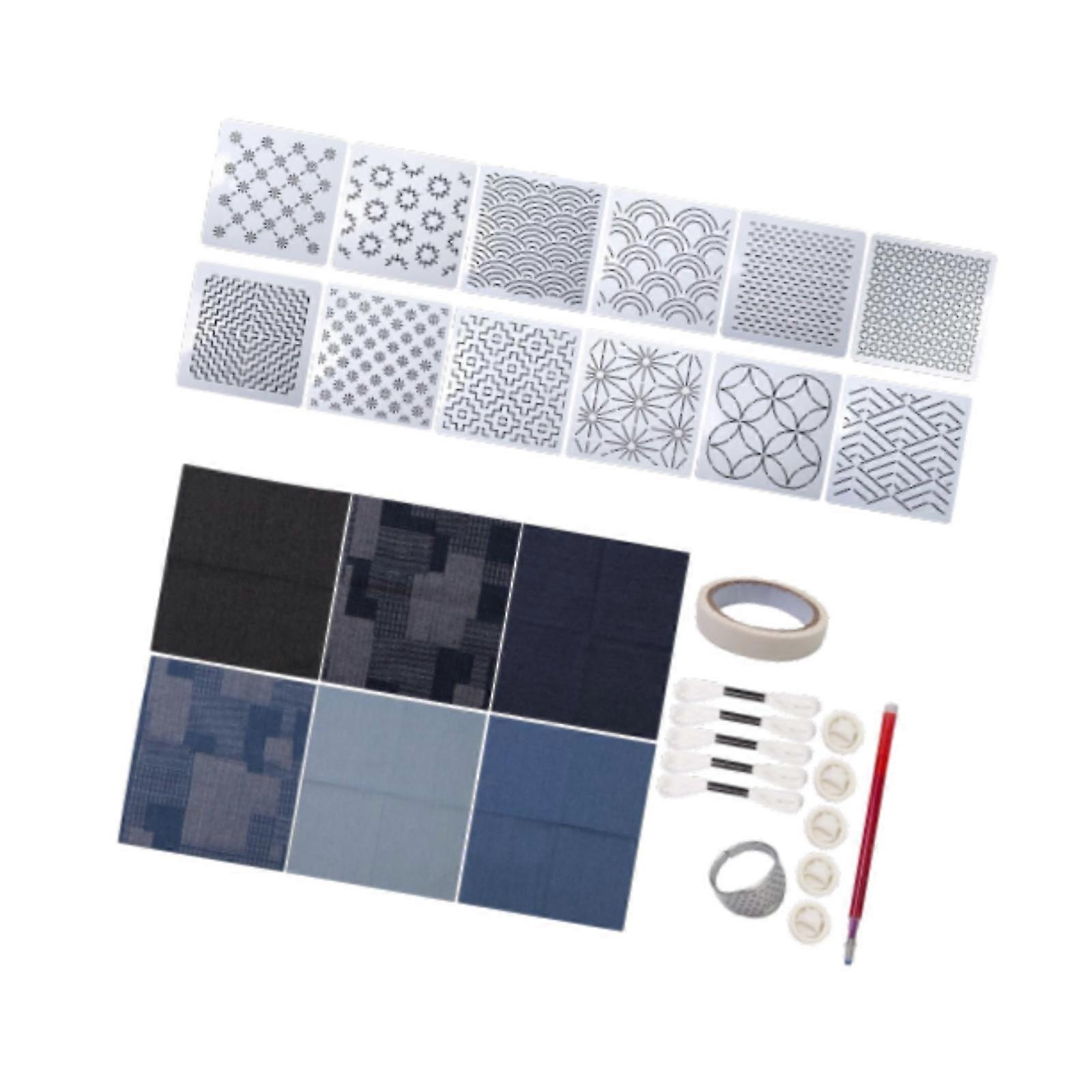 Embroidery Starter Kit Threads Accessories for Patchwork DIY Tea Mat Coaster Set B