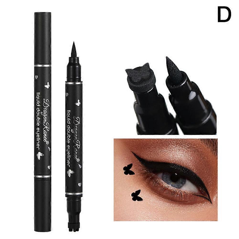 Stamp Eyeliner Pen Waterproof Easy Use Long Lasting Makeup Stamping Eyeliner with Love Plum Blooms Stars Butterflies Designs