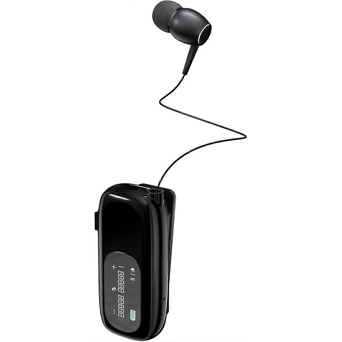 Bluetooth Headset with Retractable Cables,Noise Cancelling Mic Clip ,Connect to 2 Phones Business Bl