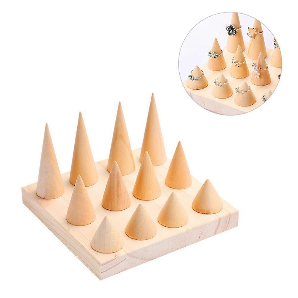Ring Organizer 2Pcs Wooden Jewelry Display Container For Retail Shop Counter Home Use Khaki Color Simple Elegant Design