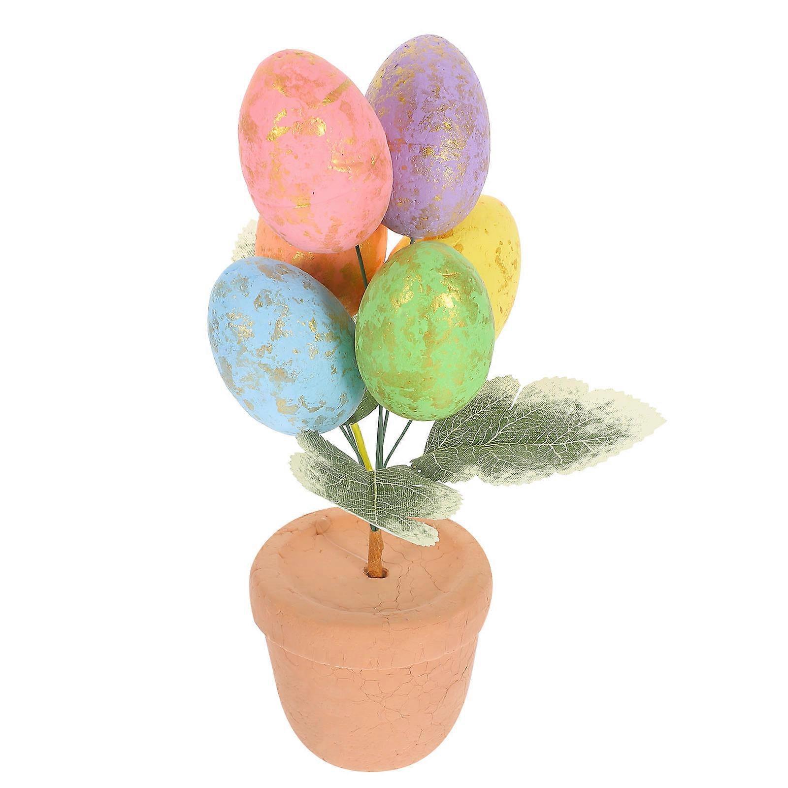 Easter Egg Bonsai Decor for Tabletop Decoration 5Pcs Multi Color Foam