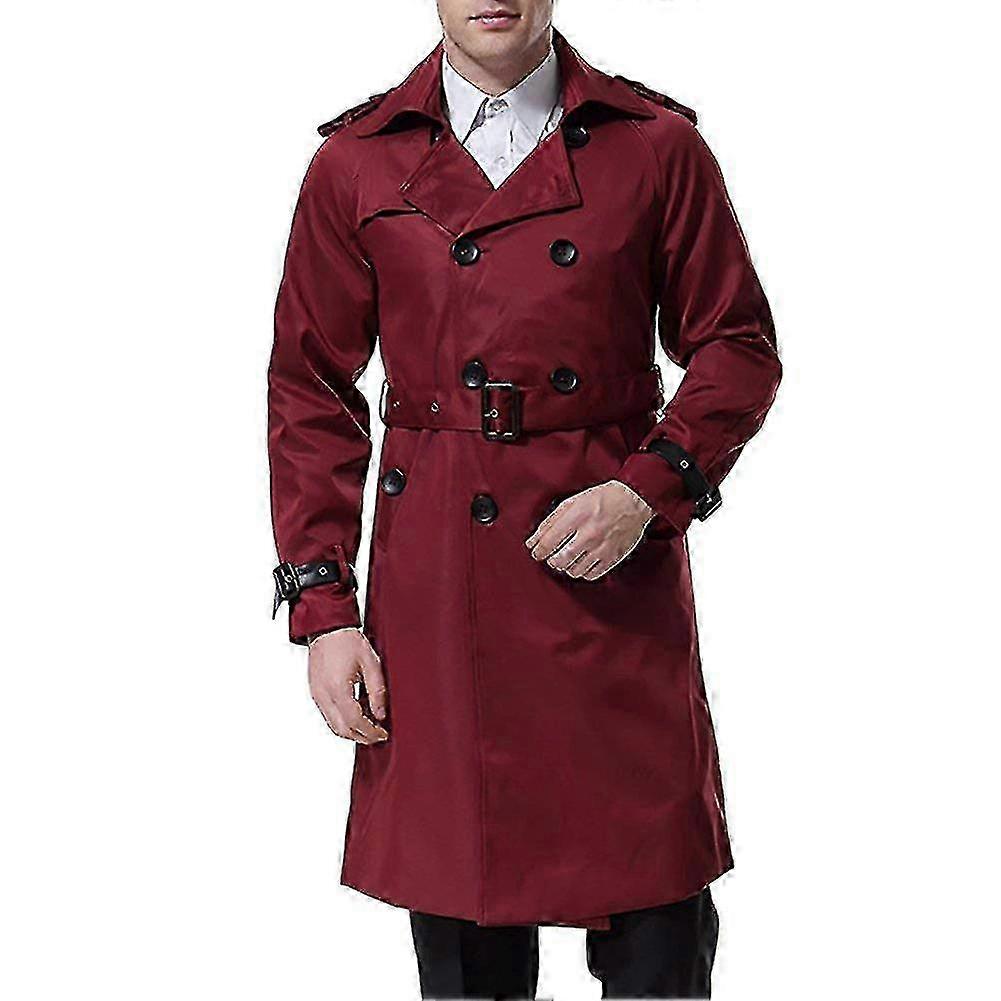 VAWAN Mens Casual Lapel Solid Double-Breasted Coat 2025