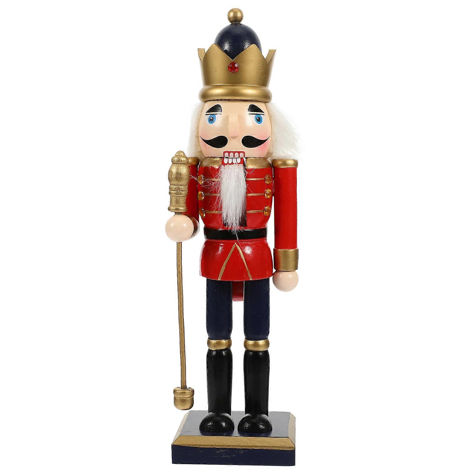 Nutcracker Soldier Ornament Wooden Nutcracker Statue Christmas Decor Multi-Colored 25.50X7.50X6.00CM Hand-Painted 1Pcs