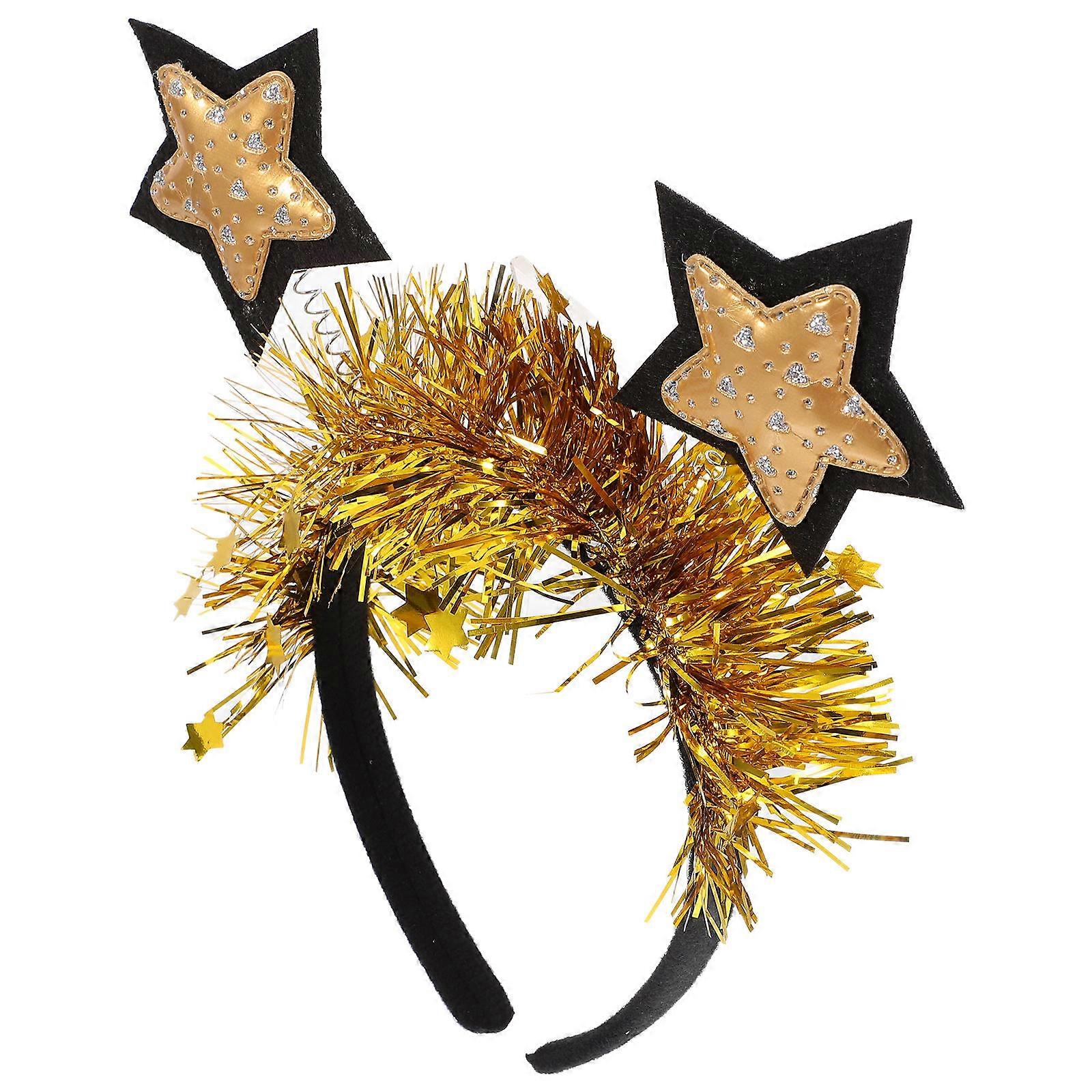 Star Charm Headband For Children And Adults At Parties Holidays And Performances In Golden 1Pack