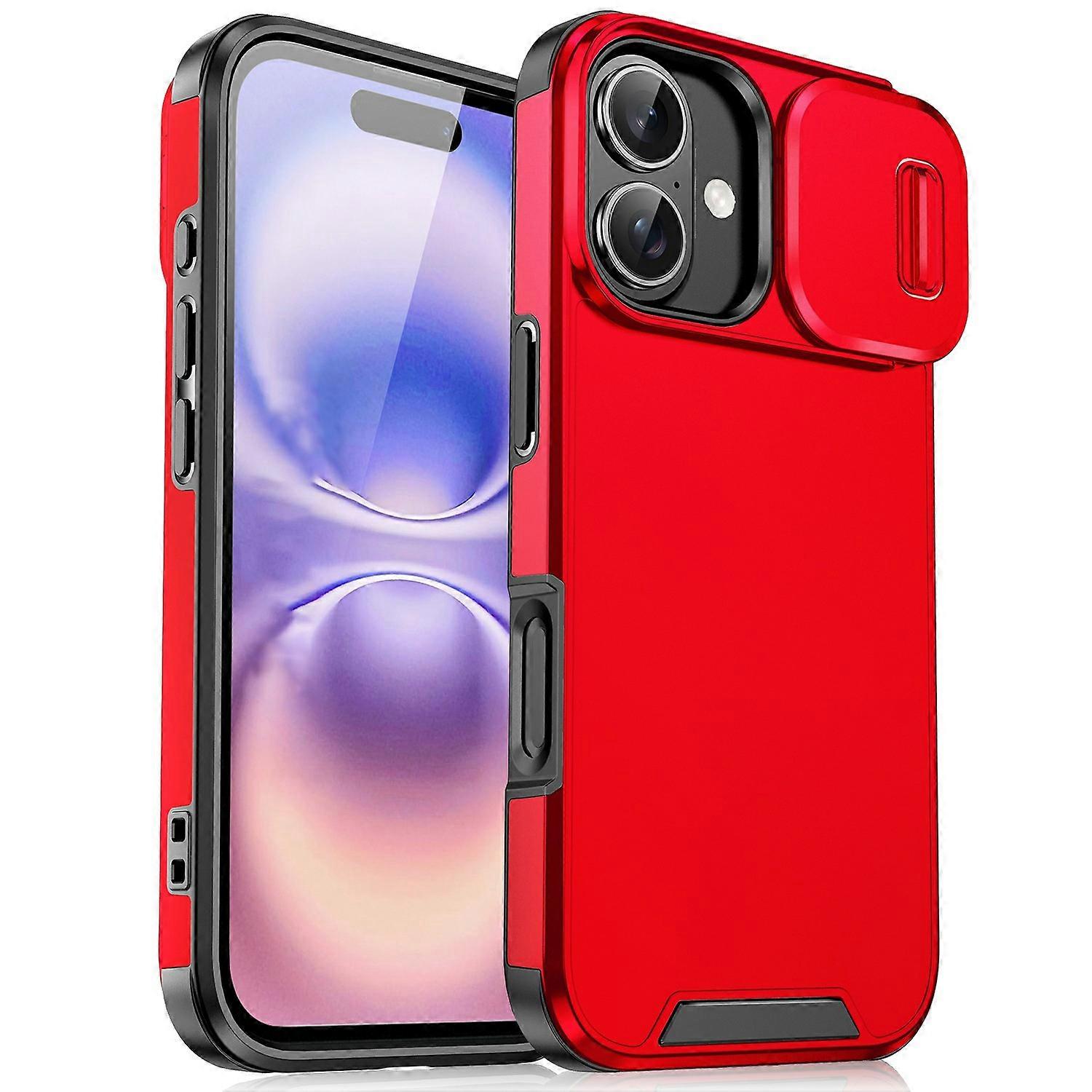 TKdaddy For iPhone 17 Case PC + TPU Shell with Slide Camera Phone Cover - Red
