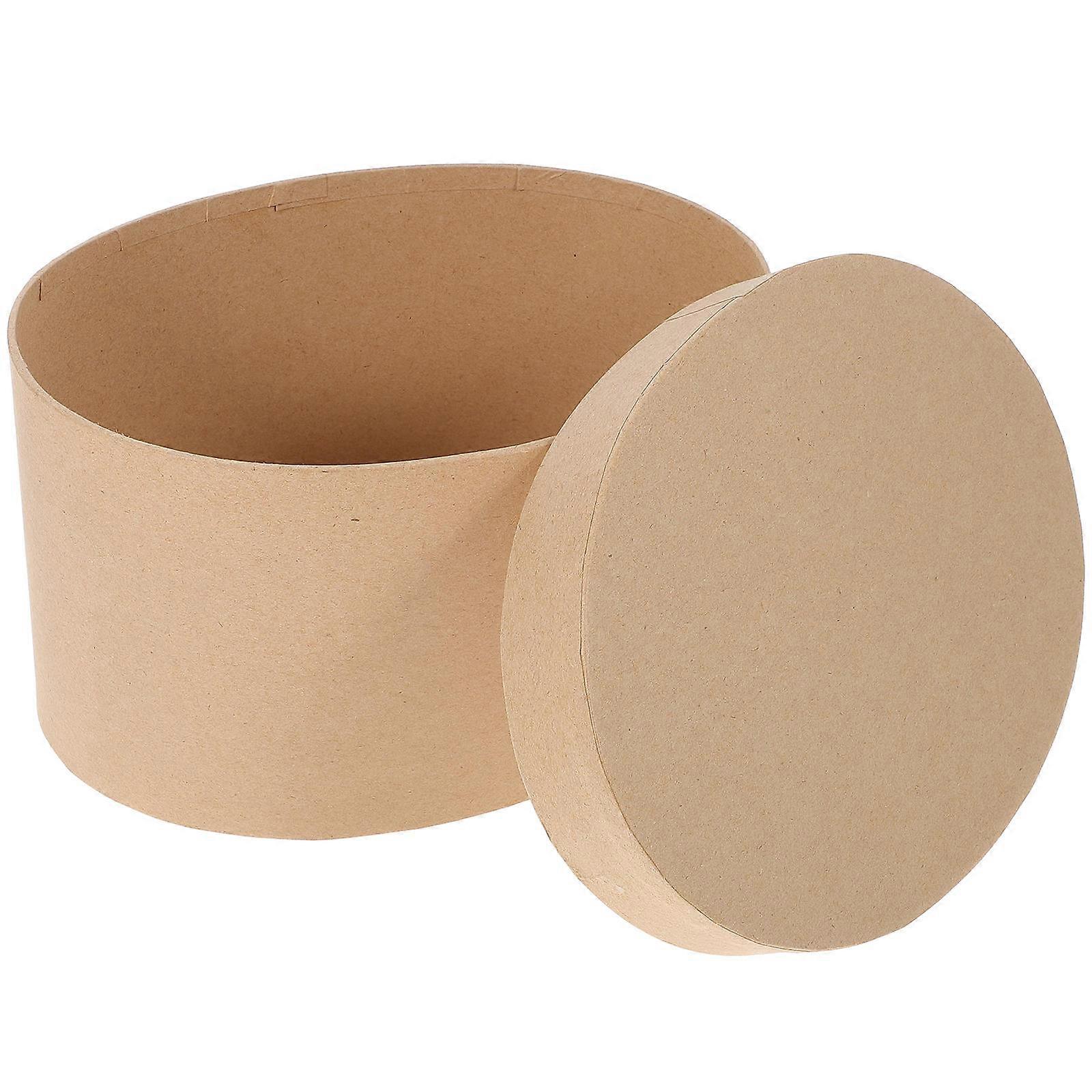 Oval Kraft Paper Cookie Container Beige Hardboard Box for Storage Use 3Pcs
