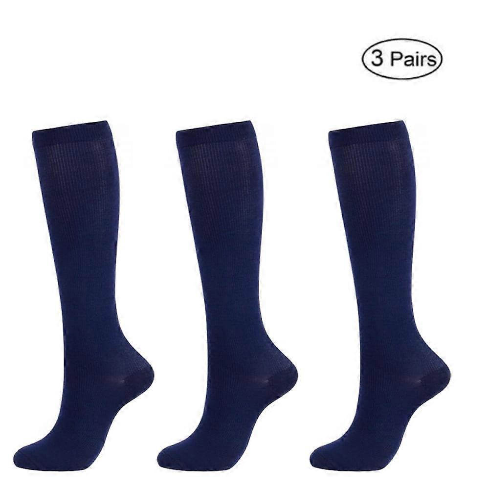 3 Pairs Knee High Compression Socks for Men & Women, compatible with medical use - Ideal for Running, Travel, Swelling, Varicose Veins