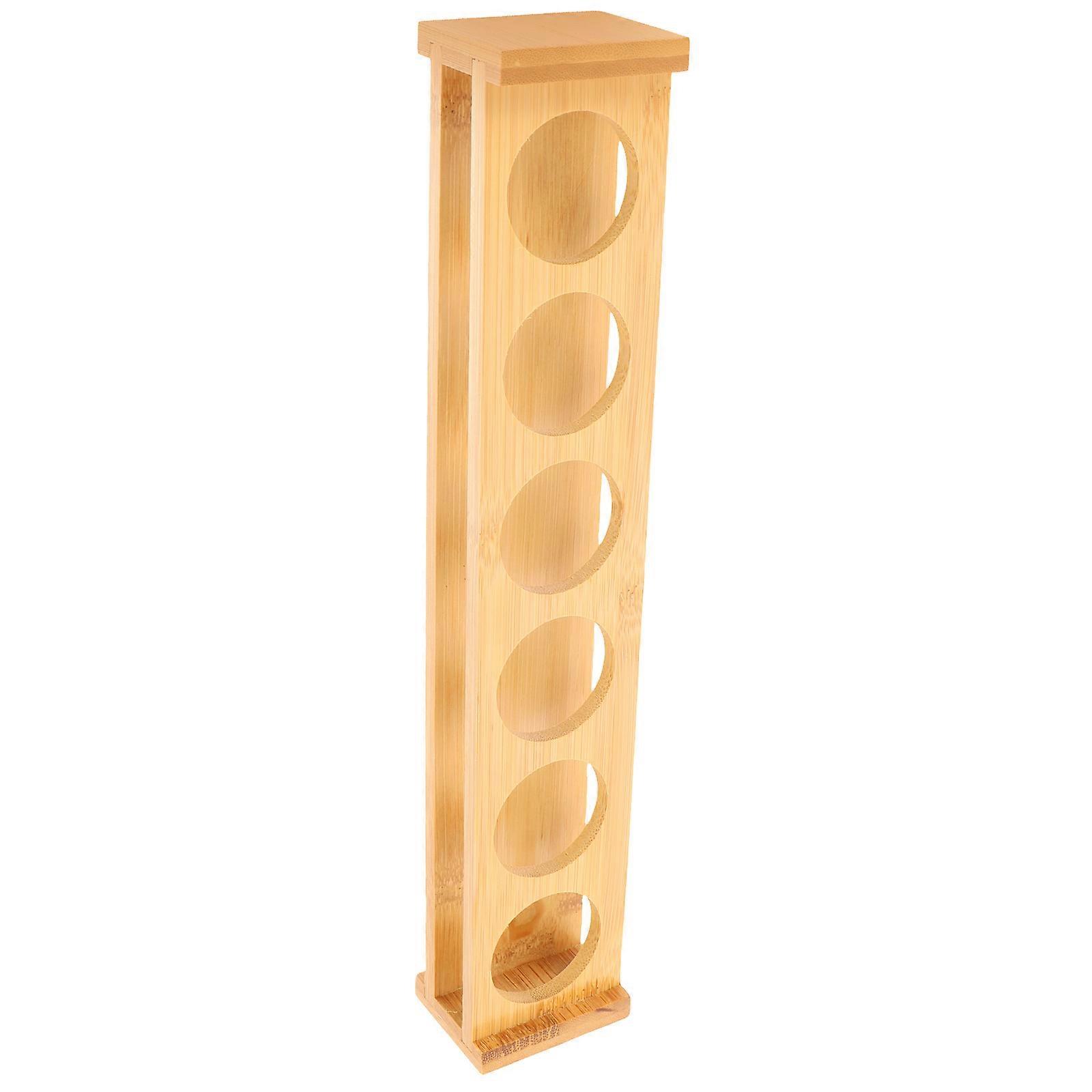 Bamboo Display Rack 6 Holes Coaster Delicate Design Hotel Desktop Wine Display 1Pc