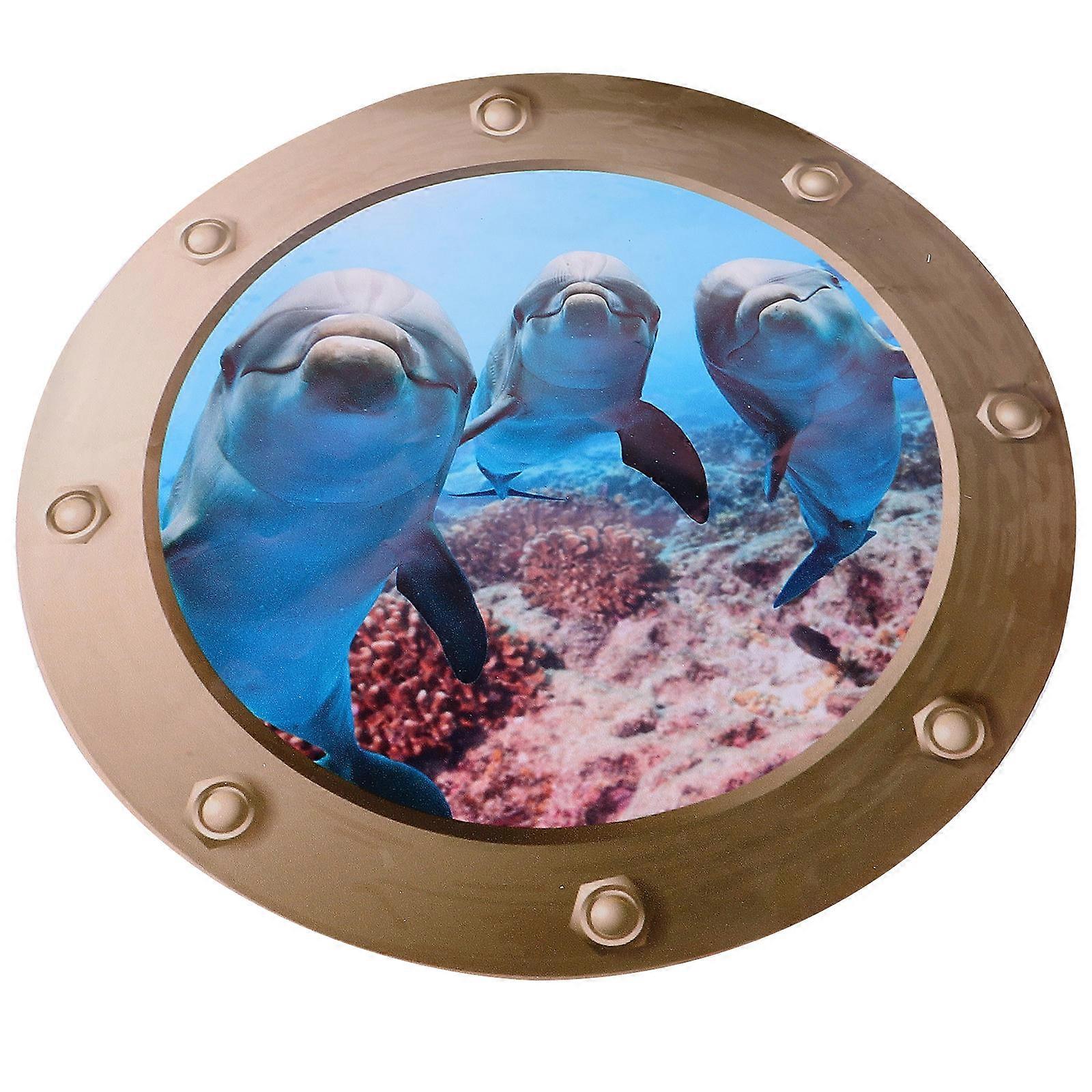 Dolphin Wall Decal Pvc Material 3D Square Shape Waterproof Home Decoration