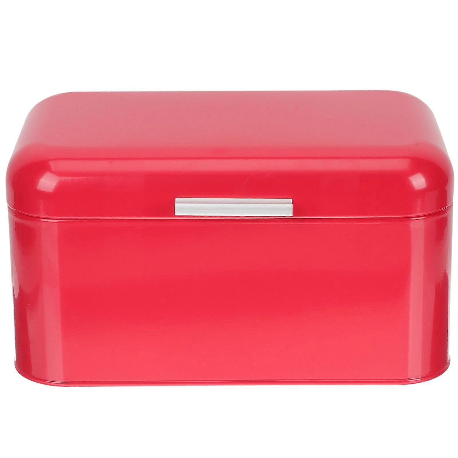 2Pcs Red Iron Bread Box for Kitchen Storage Metal Container