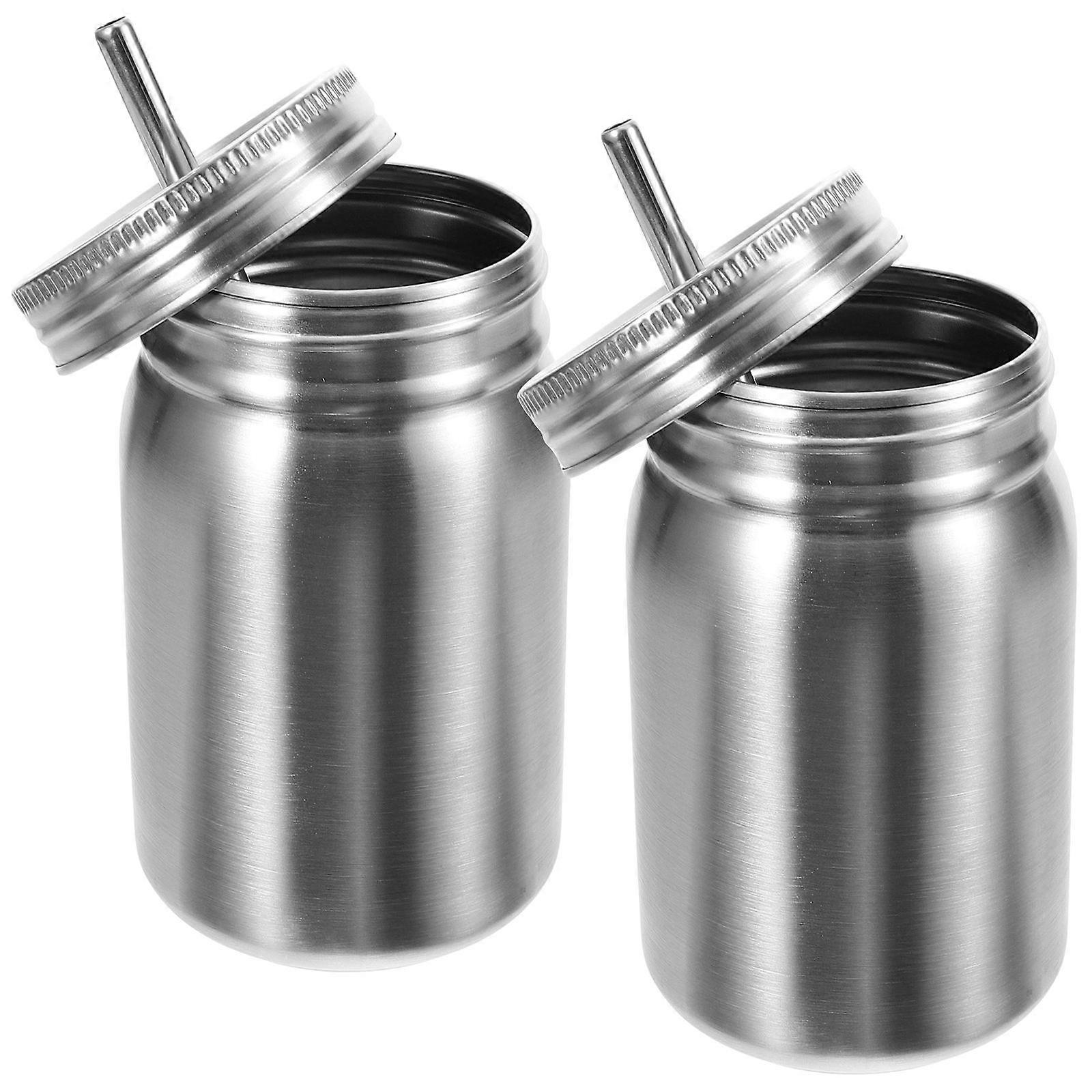Sublimation Mugs Stainless Steel Jars for Storage Use 4Pcs with Lid and Straw