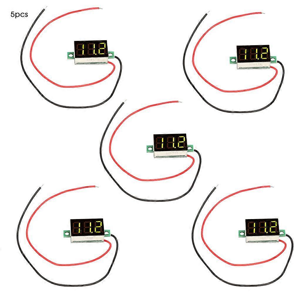 5Pcs High Accuracy 0.36'' LED Digital Display Voltage Gauge Mini Voltmeter DC2.7-32V(green)