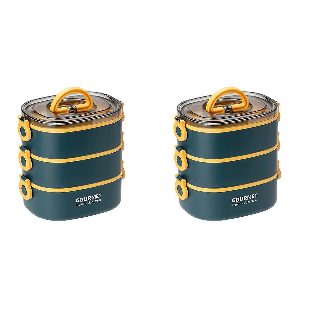 Bento Box Adult Lunch Box, Leak-Proof, Stacking Bento Box (Blue)