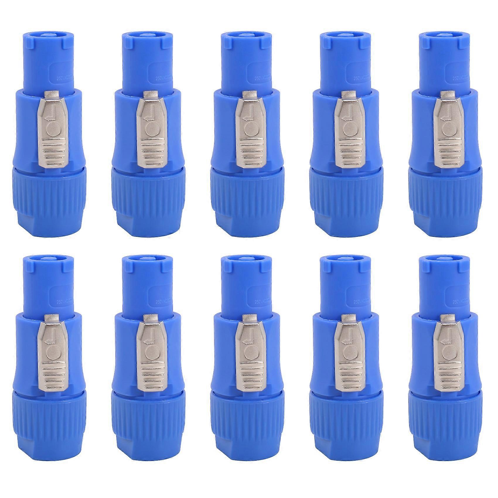 10Pcs/Lot 3 Pin Male Powercon Connector 20A 250V Ac Blue