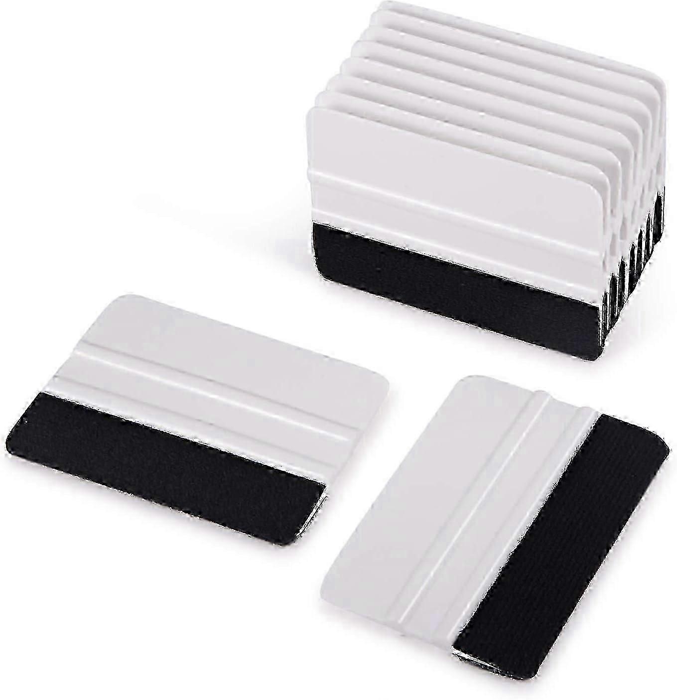 10pcs Vinyl Squeegee Felt Edge Squeegee 4 Inch Car Vinyl Scraper Decal Applicator Window Tint Tool with Black Fabric Felt Edge-White