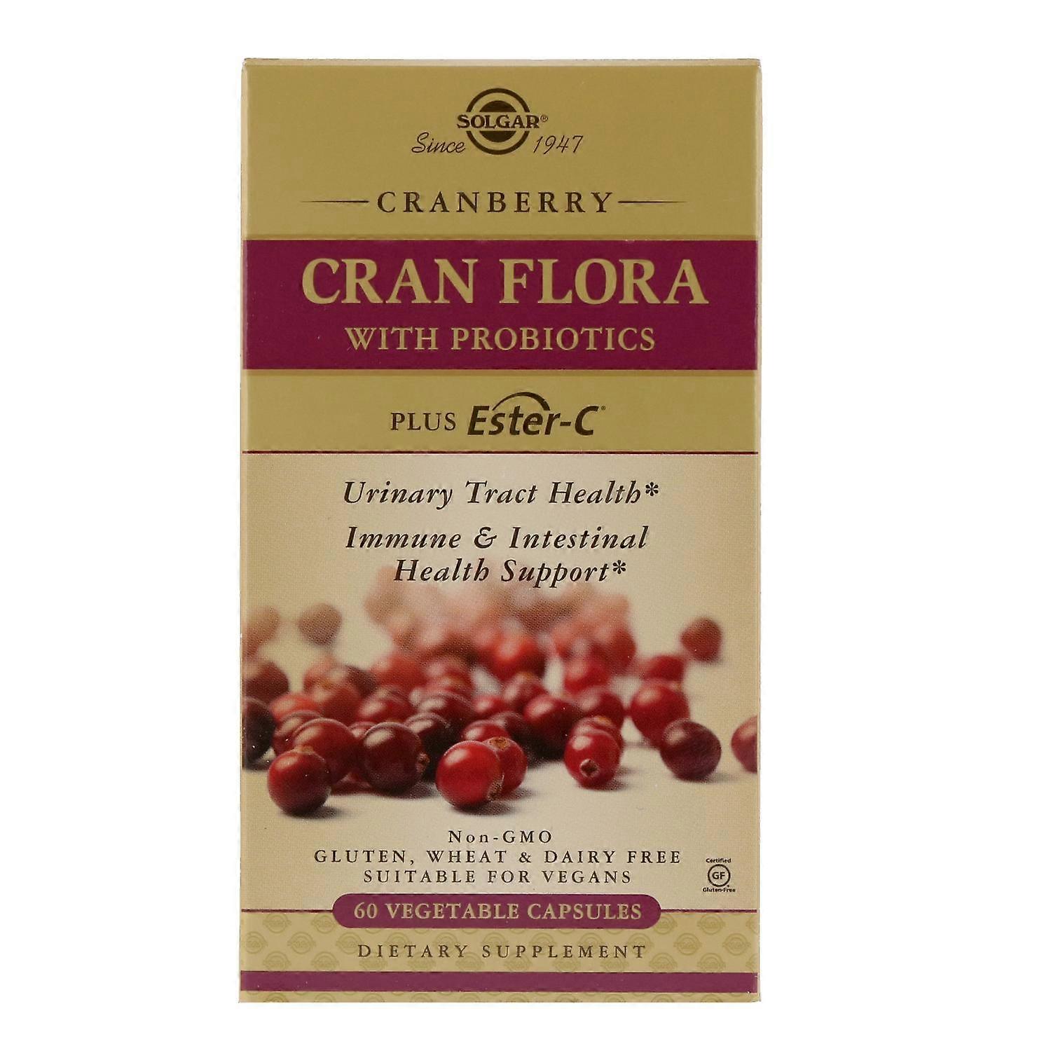 Solgar, Cran Flora with Probiotics, 60 Vegetable Capsules