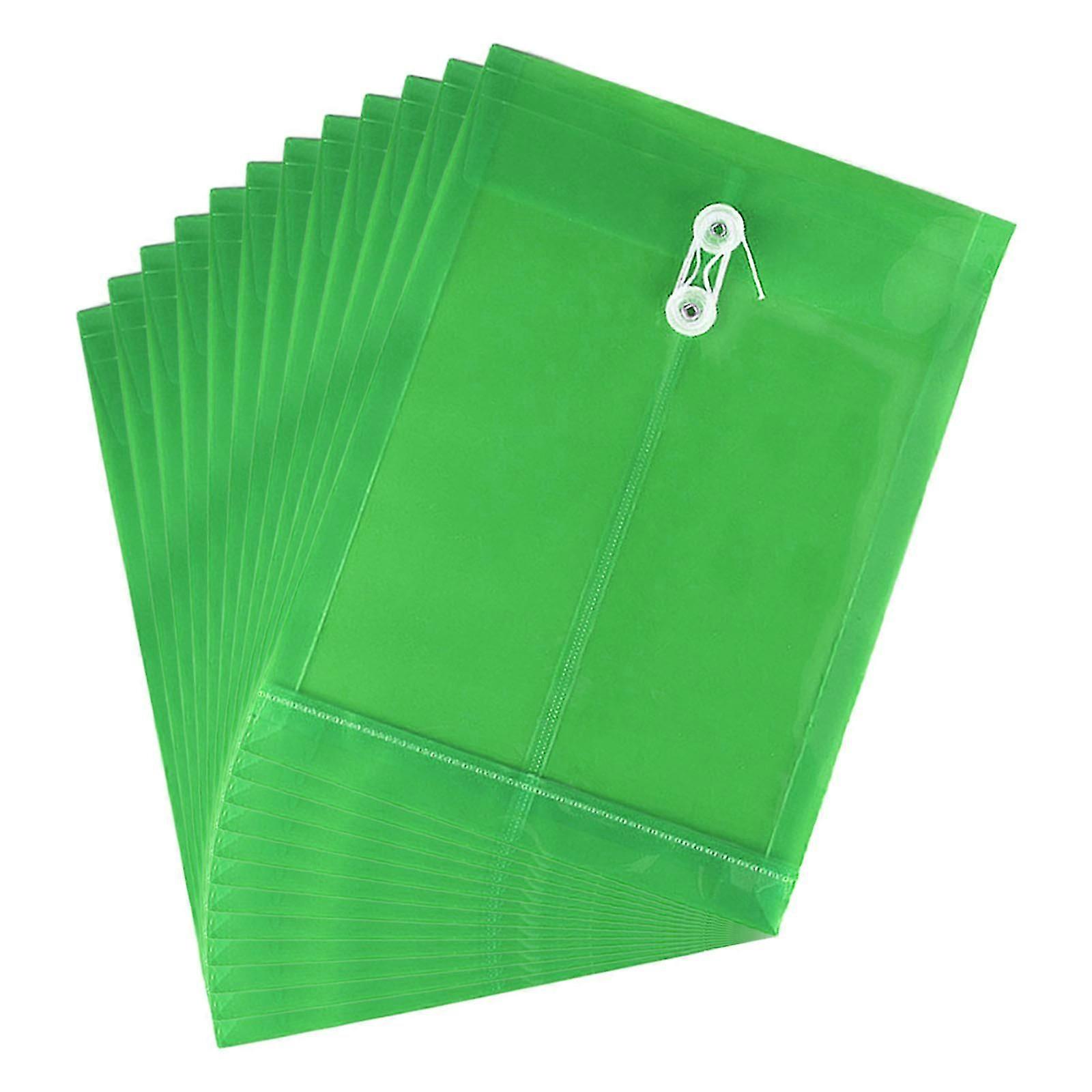 12Pcs A4 File Folders with String Lock Office File Bags Waterproof PP File Wallet Clear Document Folder