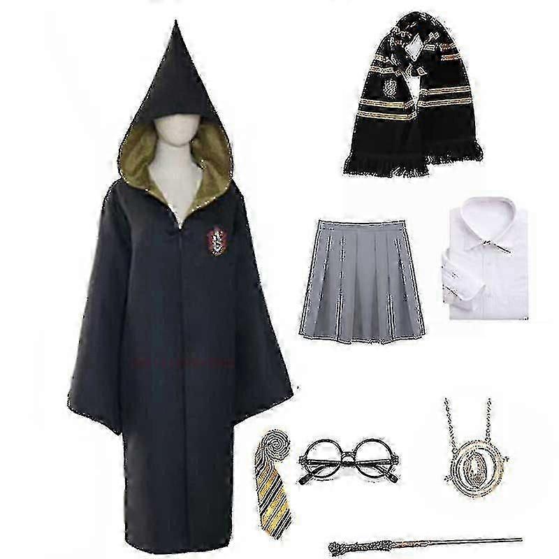 女性女の子魔女学校制服ハーマイオニーコスプレローブドレスセーターワンドマジックカレッジハロウィーンコスチューム