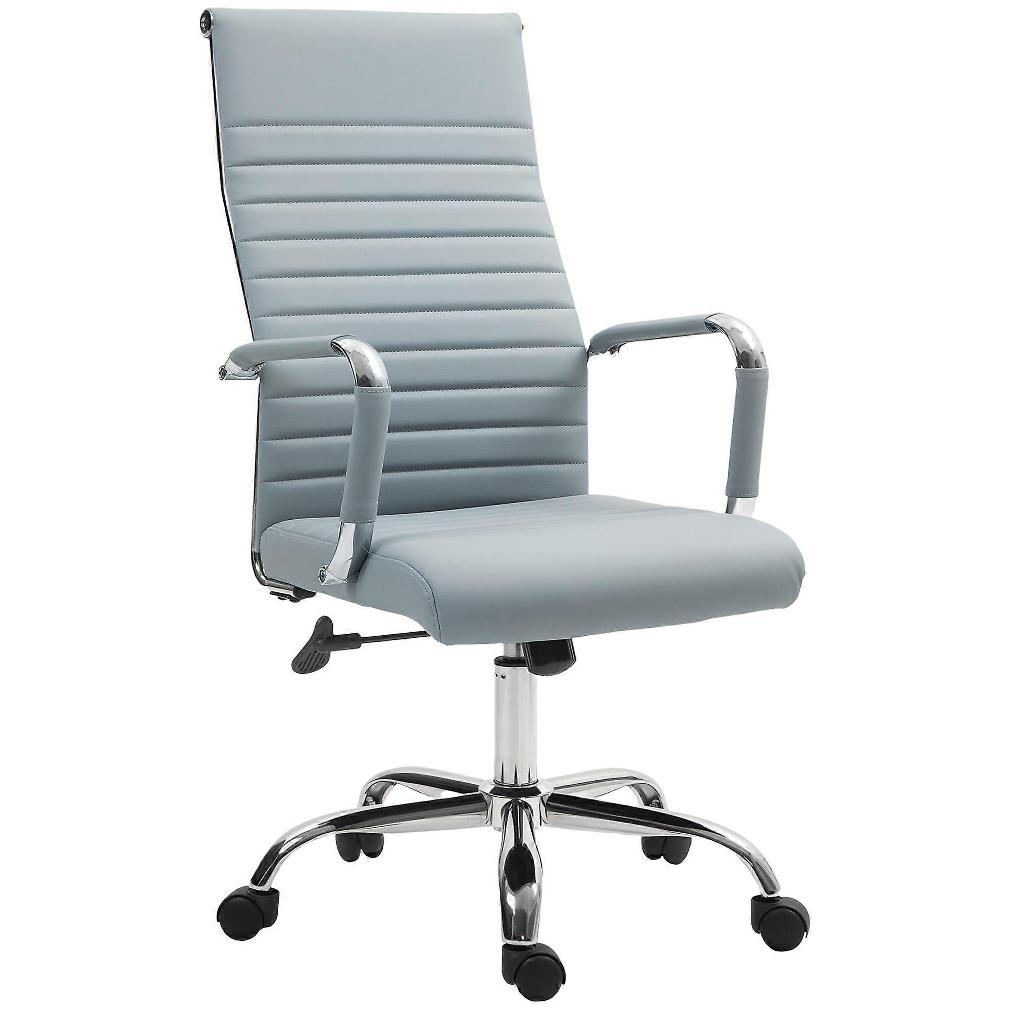 Light Gray Ergonomic Office Chair Tilt Adjustable Height Leatherette