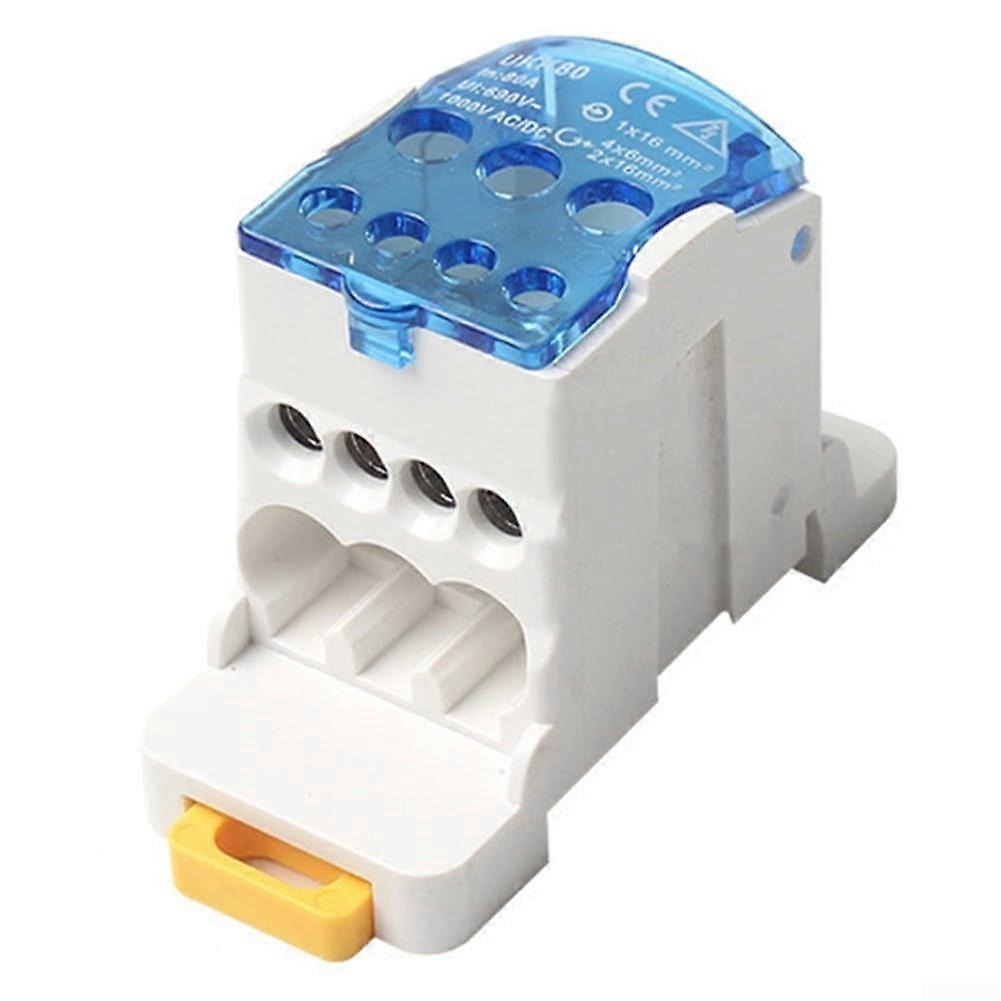 Robust Power Junction Box Connector 80A, DIN Rail Compatible Electrical Connector for Various Applications