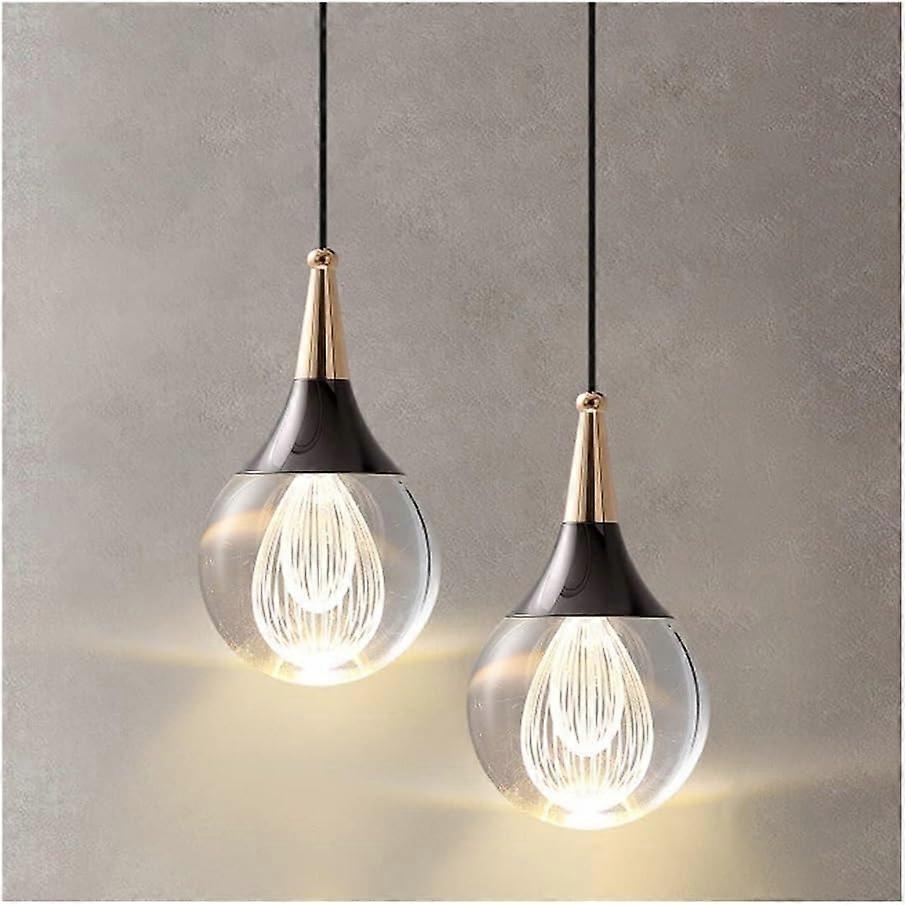Modern LED Bubble Glass Pendant Light Dimmable Mid Century Style 2Light Ceiling Hanging Lamp Fixture