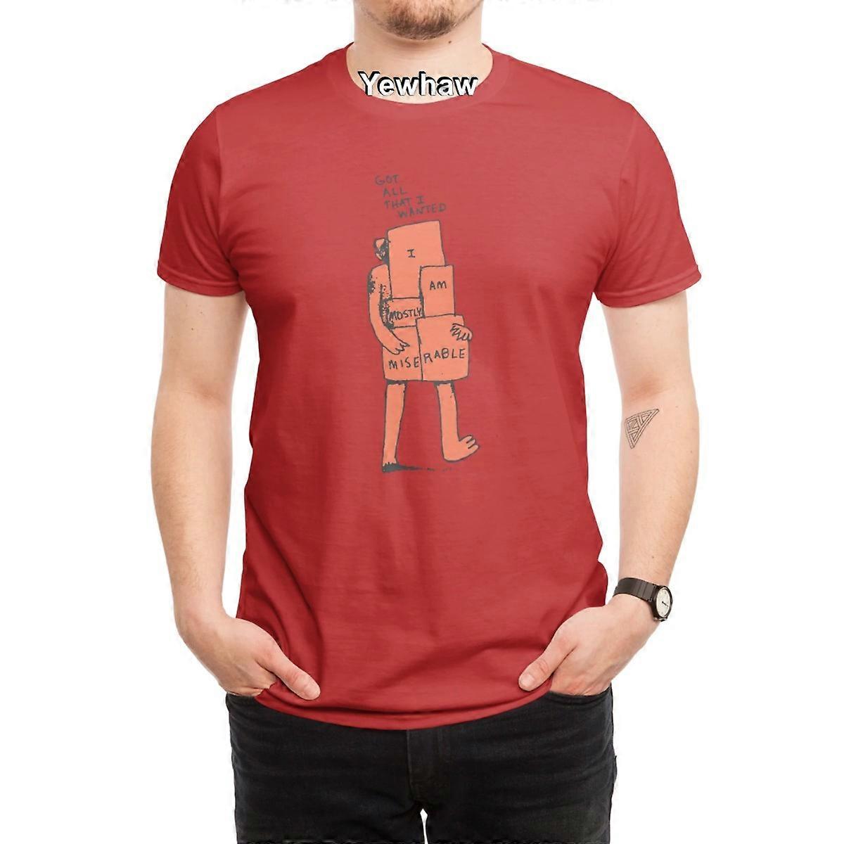 Mostly Miserable T-Shirt cartoonish simplistic minimalistic red boxes dissatisfaction