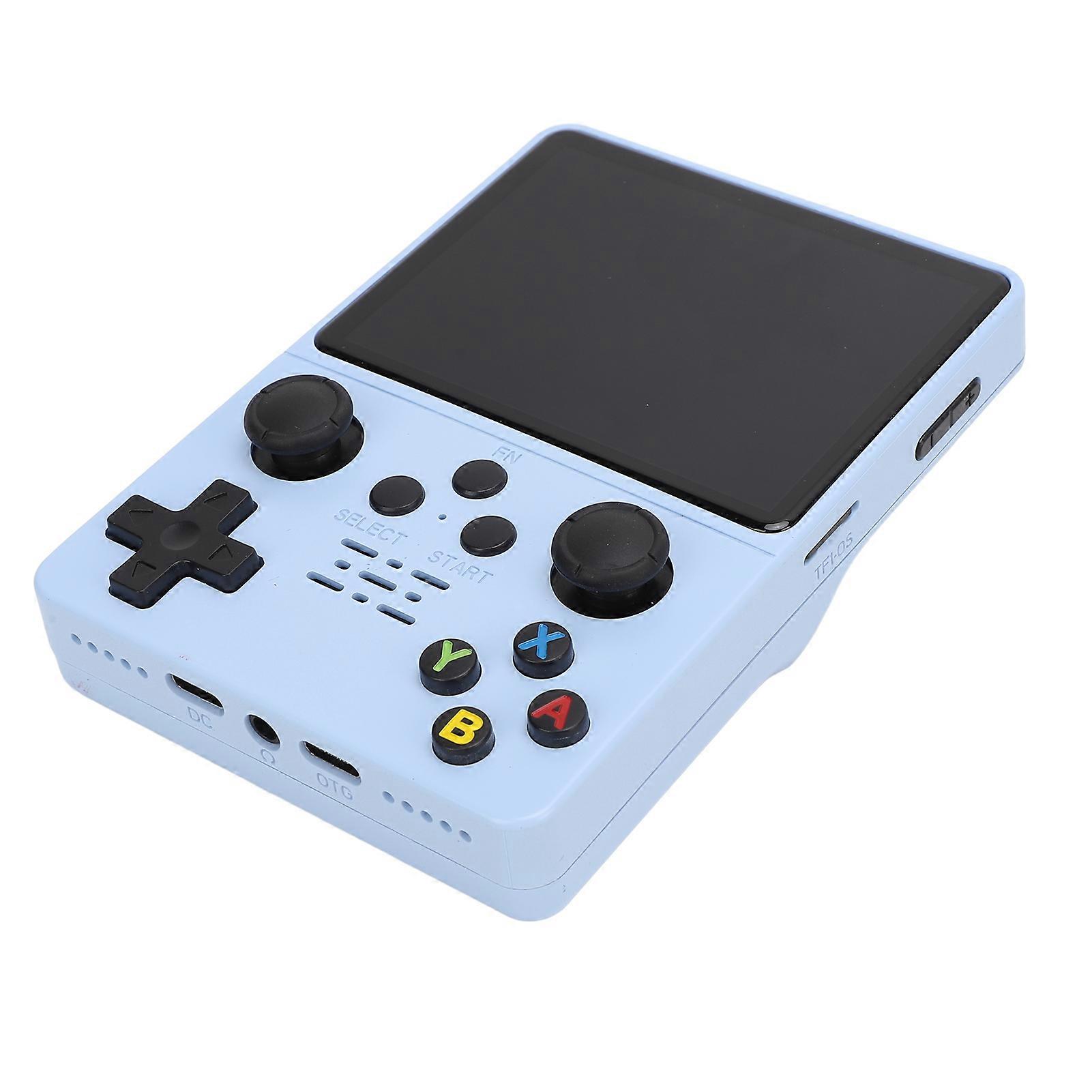 R35s Game Console 3.5 Inch 640x480 IPS HD Screen RK3326 1.5GHZ Supports 20 Mainstream Simulators Dual Joystick 3500mAh Handheld Game Console Blue 128