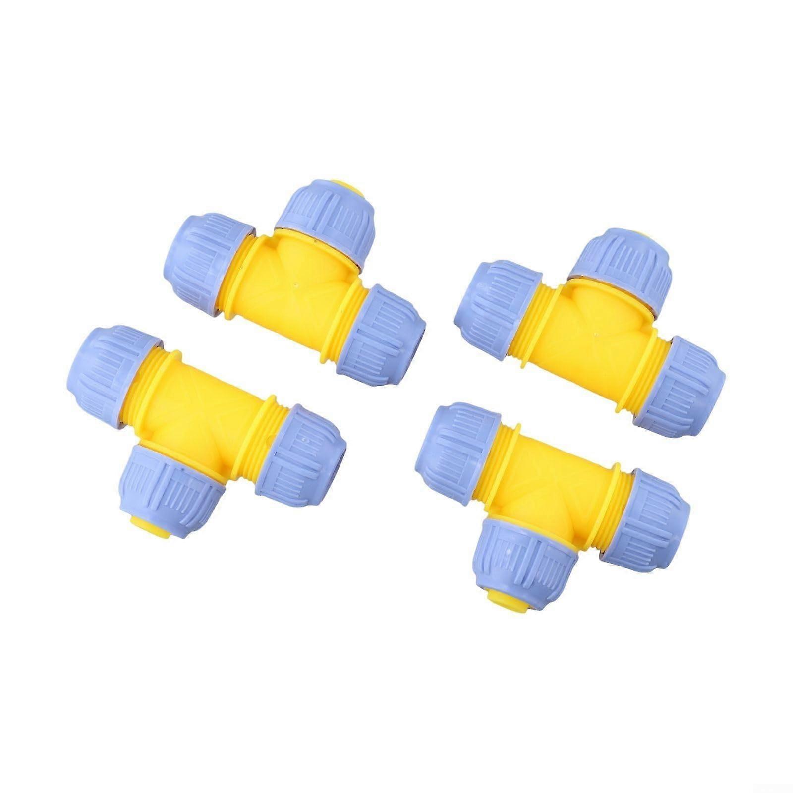 Water Pipe Tee Joint 4 Pack, PP Material Hose Connector, Garden Watering Equipment, Compact Extension Joint