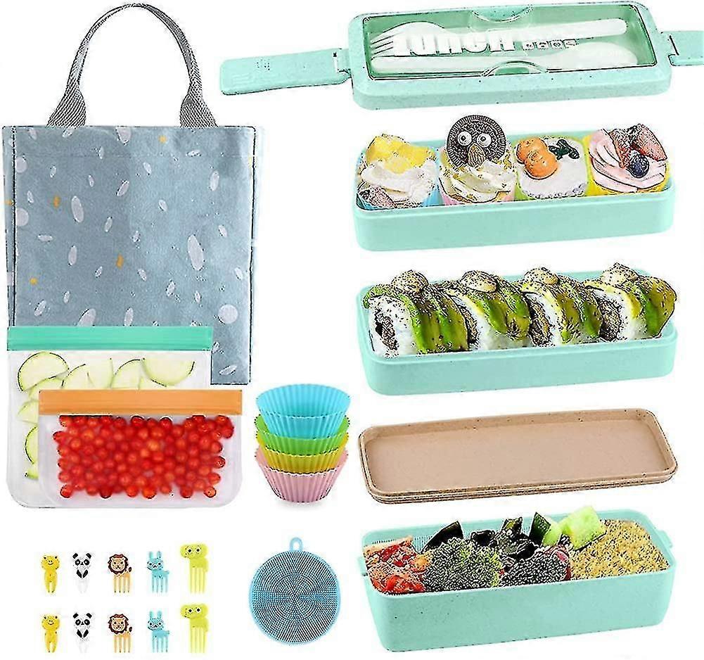 Box Japanese Lunch Box Kit, 3 Layer Stackable Leakproof Bpa Free Boxes Set