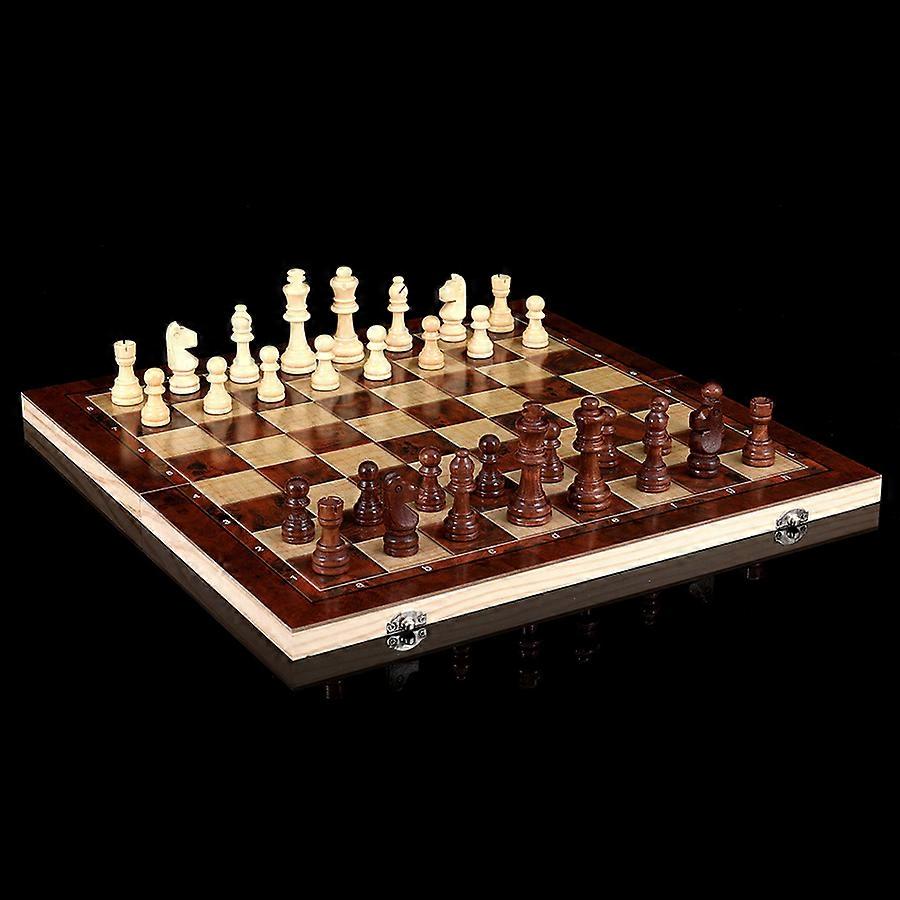 3 in 1 Chess Board, Folding Wooden Portable Chess Game Board, Wooden Chess Board for Adults(Chess + Checkers and Backgammon)