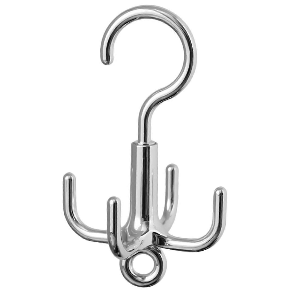 Rotating Closet Belt and Scarf Hanger with 4 Hooks for Hats Bags Waistbands Organizer