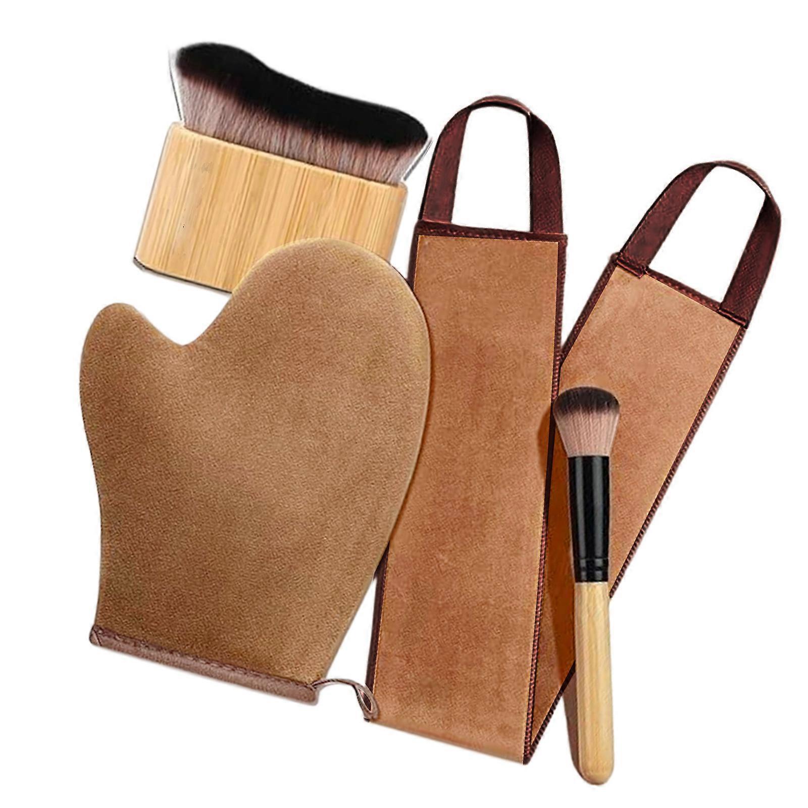 3/4 in 1 Selfs Tanning Mitt Applicator Selfs Tanners Mitt Selfs Tan Mitt Applicator Selfs Tanners Back Applicator Selfs Tanning  Brown Four Pieces