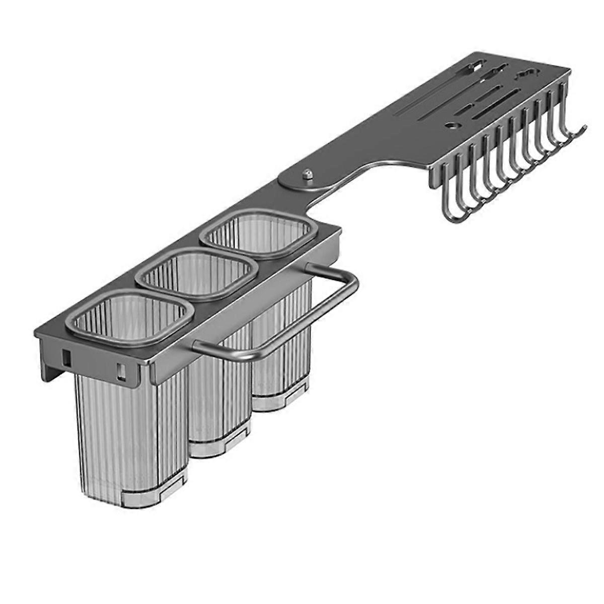 Wall Mounted Kitchen Storage Rack Large Capacity 90 Degree Rotation Chopsticks Cage Space Saving Mo