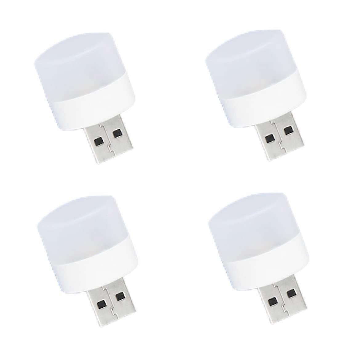 4PCS USB LED Night Light Mini Plugin White Lamp for Bedroom, Nursery, Car Interior Lighting