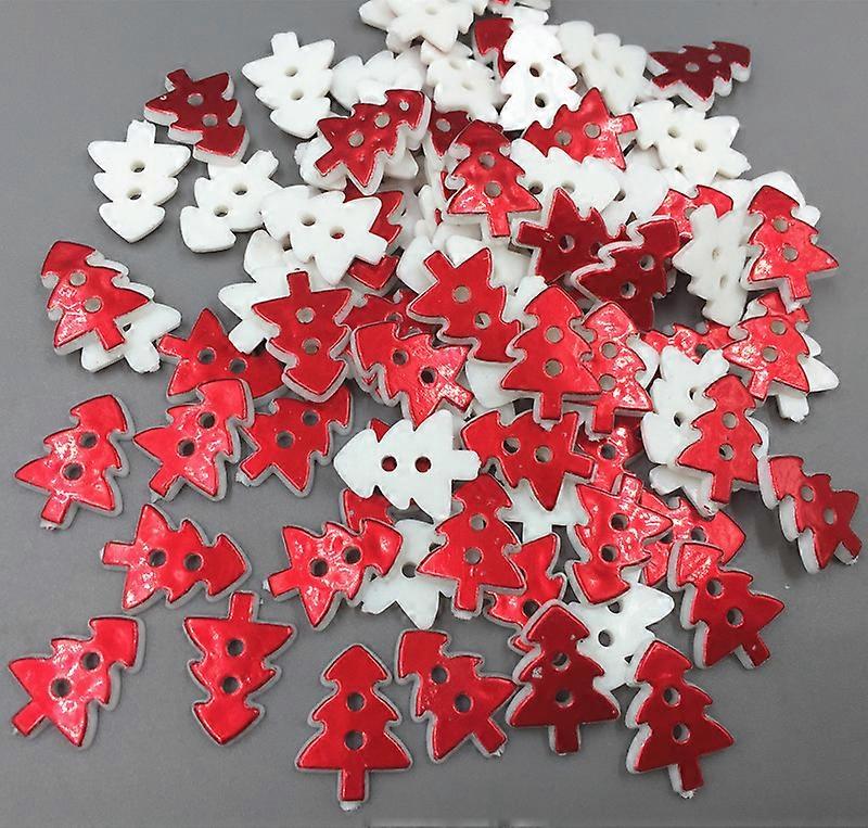DIY Red Christmas tree shape Resin Buttons Sewing craft scrapbooking 17mm