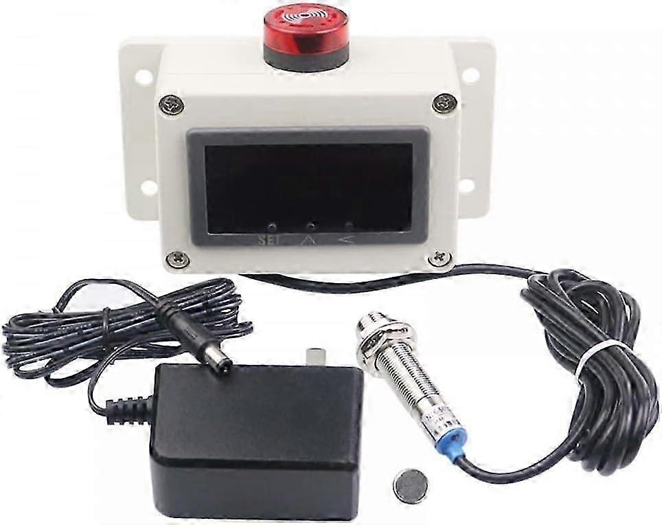 12V 4Bit Digital LED Tachometer, RPM Speed Meter w/5dB Alarm Hall Proximity Switch Sensor AC110V Power Adapter