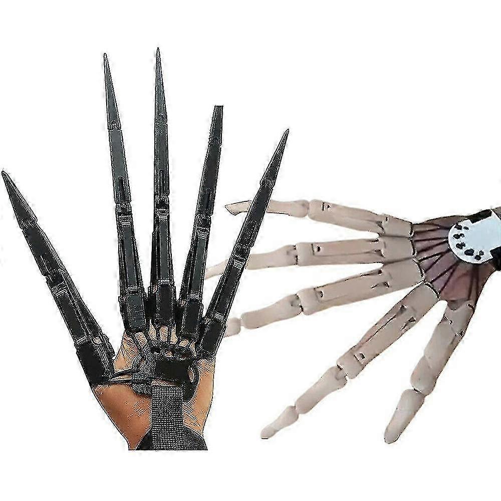 One Pair Halloween Articulated Fingers, 3d Printed Articulated Finger Extensions, With Flexible Joints - Skeleton Hands