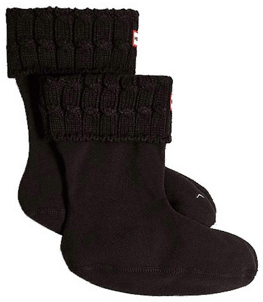 Hunter Recycled 6 Stitch Cable Short Boot Socks - Black