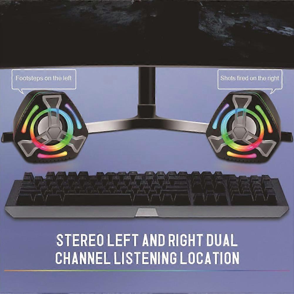 USB Wired Computer Speaker Multimedia Computer Subwoofer Colorful Lighting Effect RGB Desktop Game Speaker